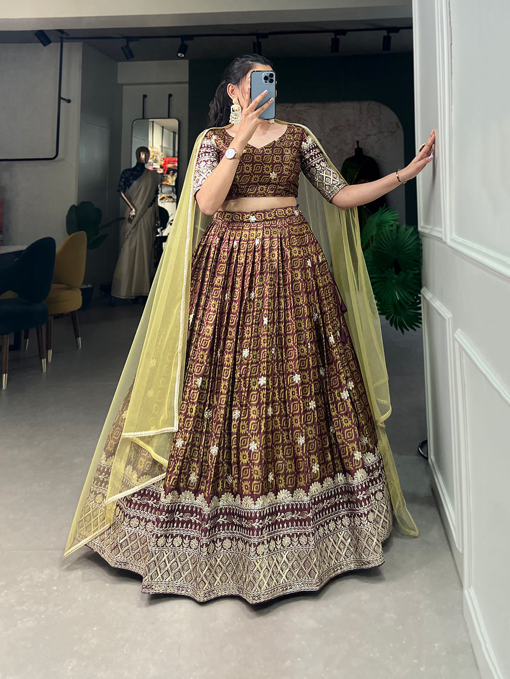 Awesome Digital Print With Embroidery Sequence Work Lehenga Choli