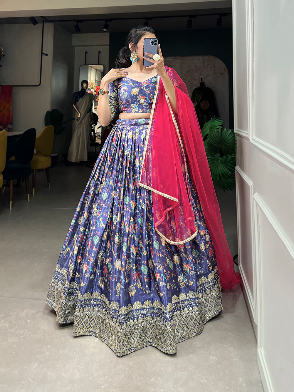 Awesome Digital Print With Embroidery Sequence Work Lehenga Choli