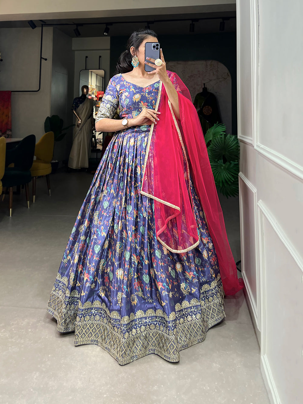 Awesome Digital Print With Embroidery Sequence Work Lehenga Choli