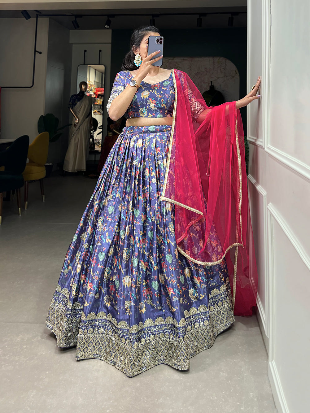 Awesome Digital Print With Embroidery Sequence Work Lehenga Choli