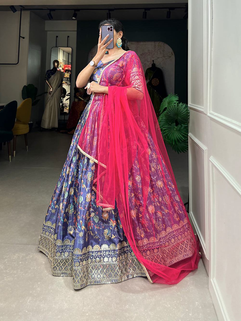 Awesome Digital Print With Embroidery Sequence Work Lehenga Choli