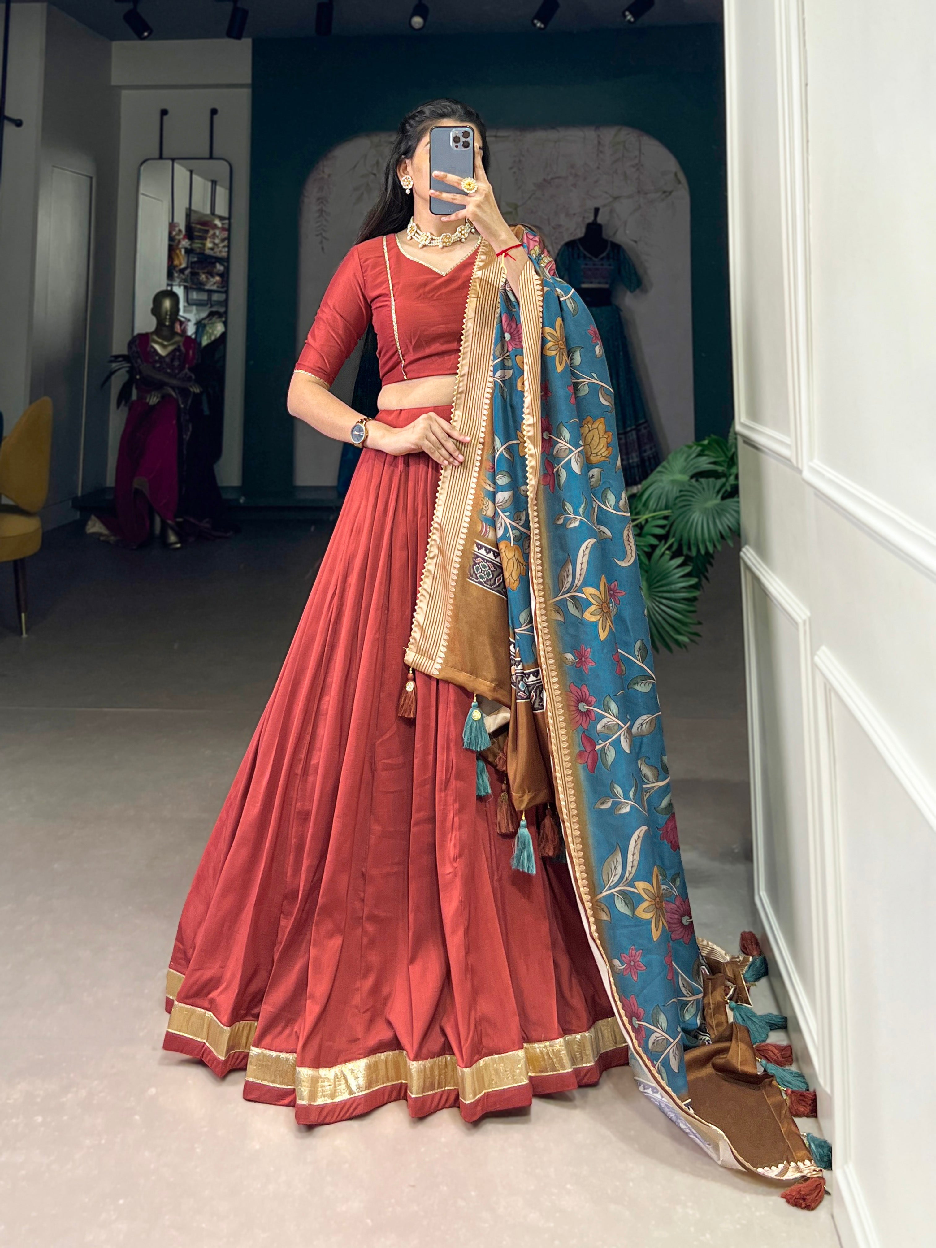 Maroon Color Pure Chinon Silk Plain Lehenga Choli