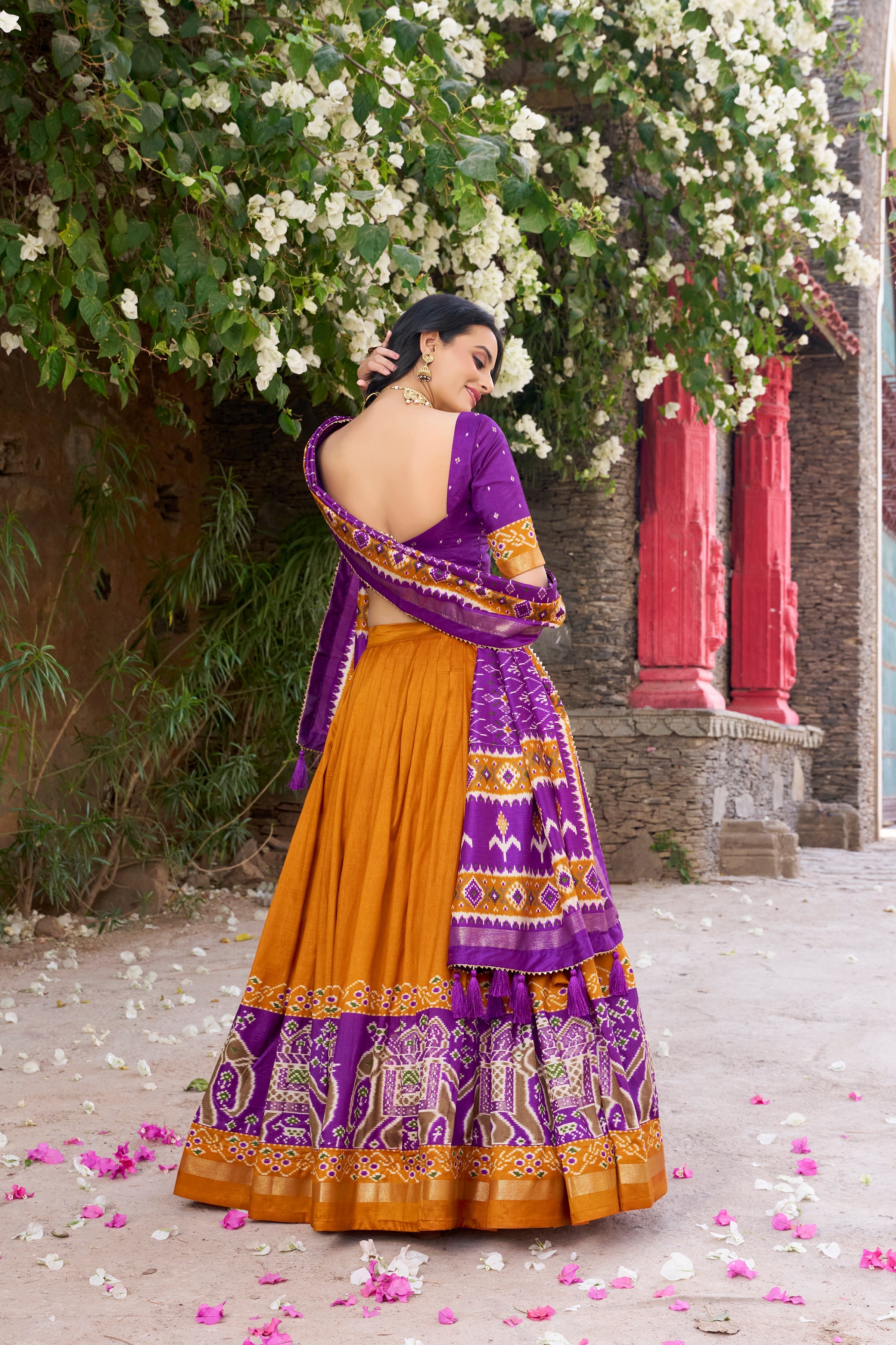 Superb Yellow Color Tushar Silk Patola Printed Lehenga Choli
