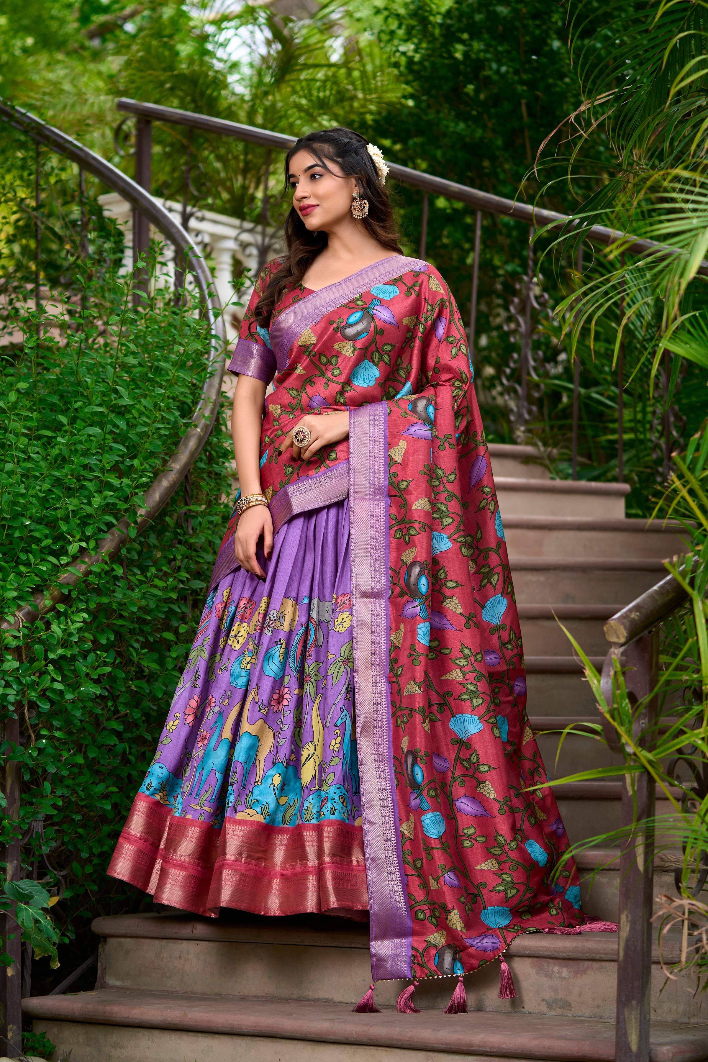 Festive Wear Women's Dola Silk With Kalamkari Print Lehenga Choli Set