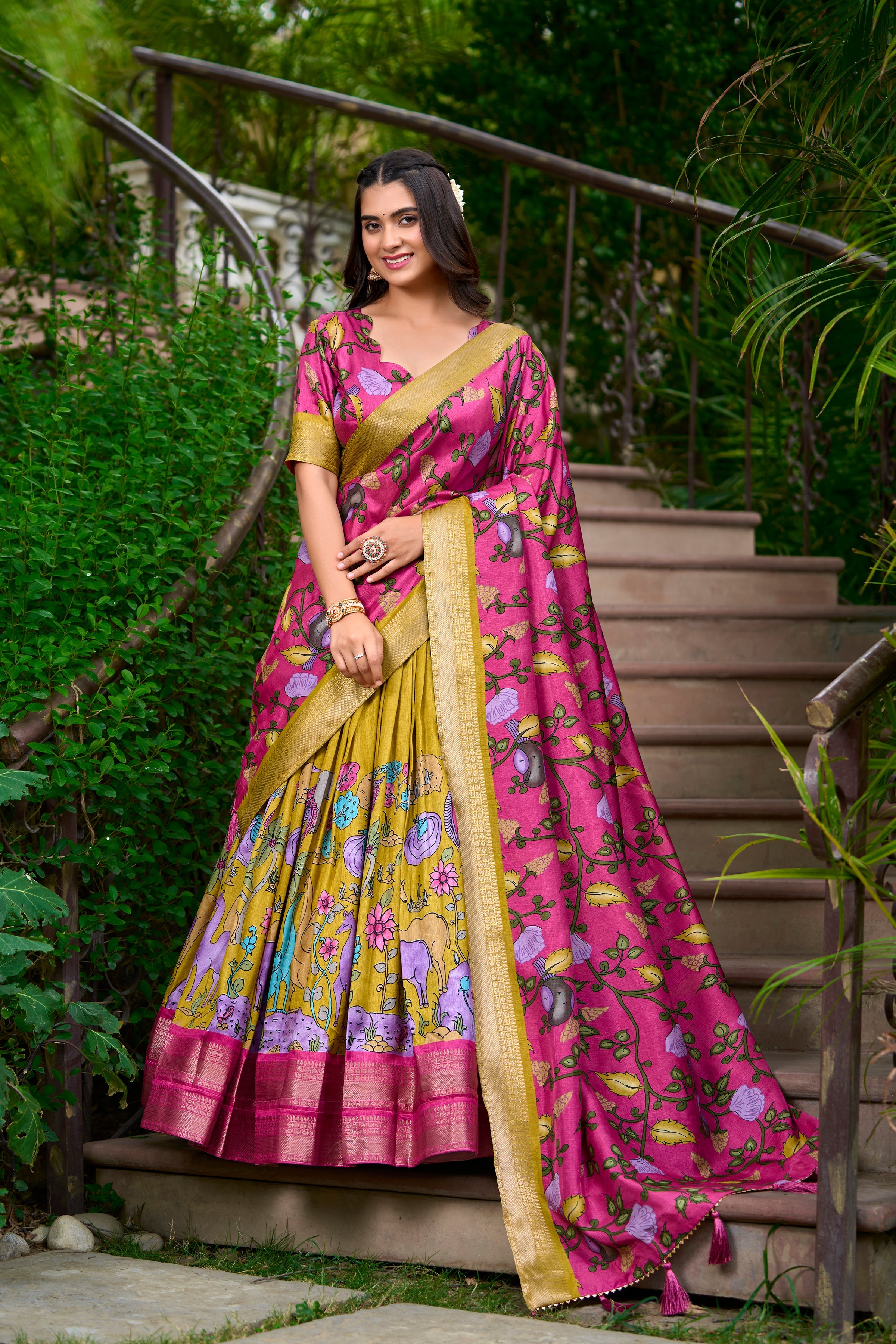 Festive Wear Women's Dola Silk With Kalamkari Print Lehenga Choli Set