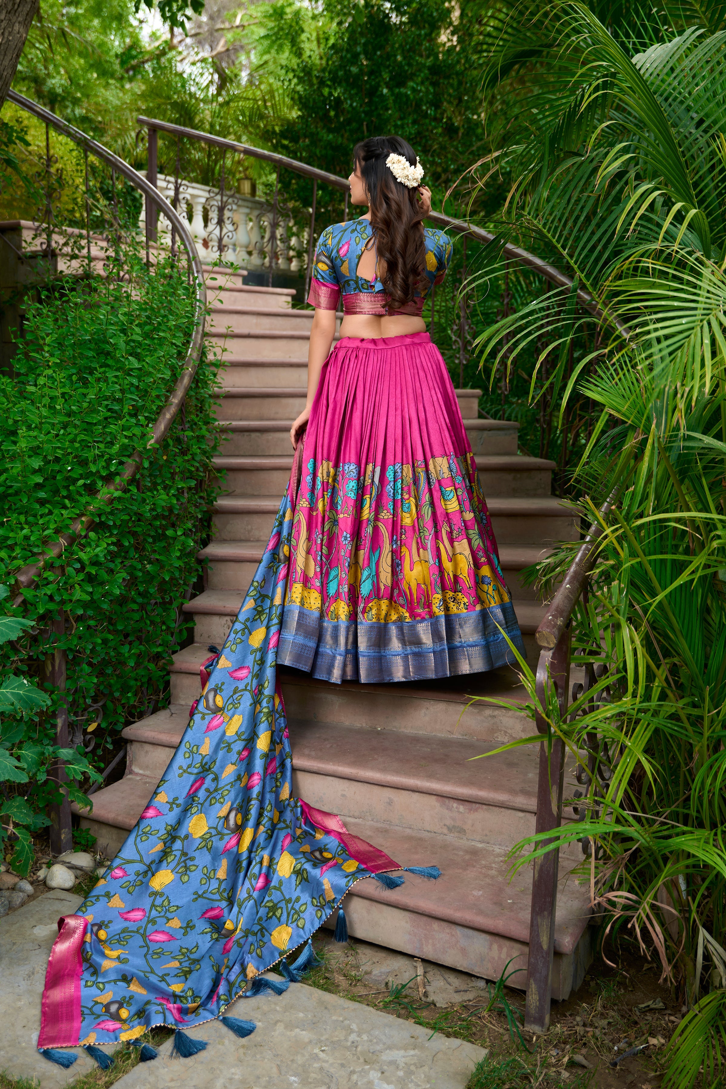 Festive Wear Women's Dola Silk With Kalamkari Print Lehenga Choli Set
