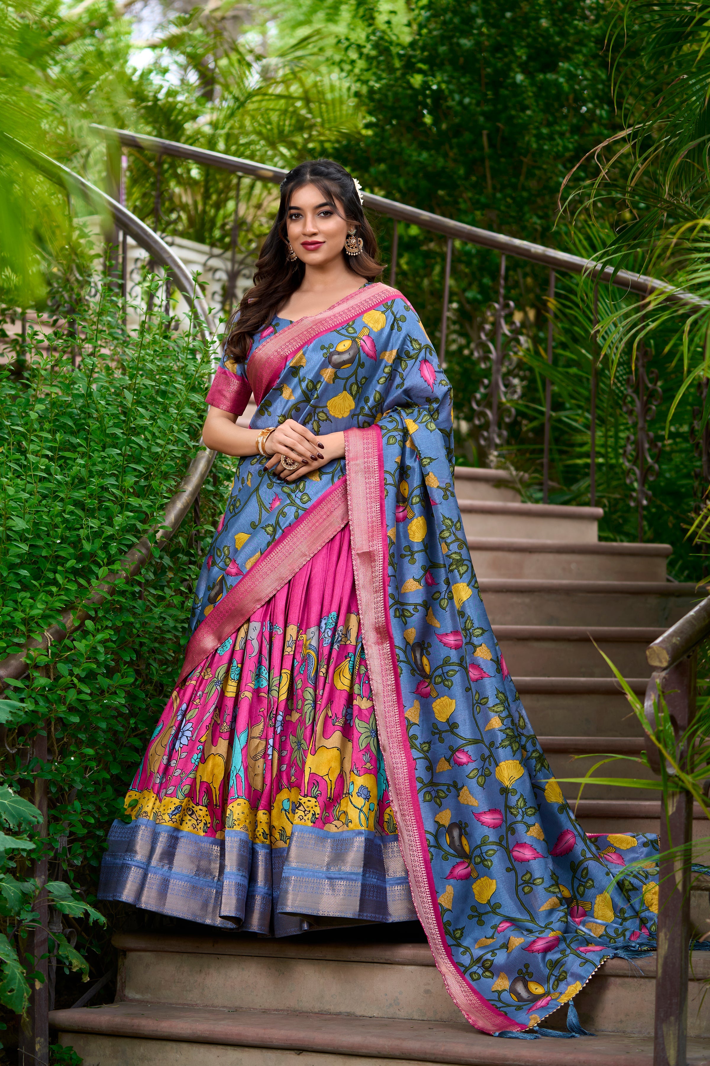 Festive Wear Women's Dola Silk With Kalamkari Print Lehenga Choli Set