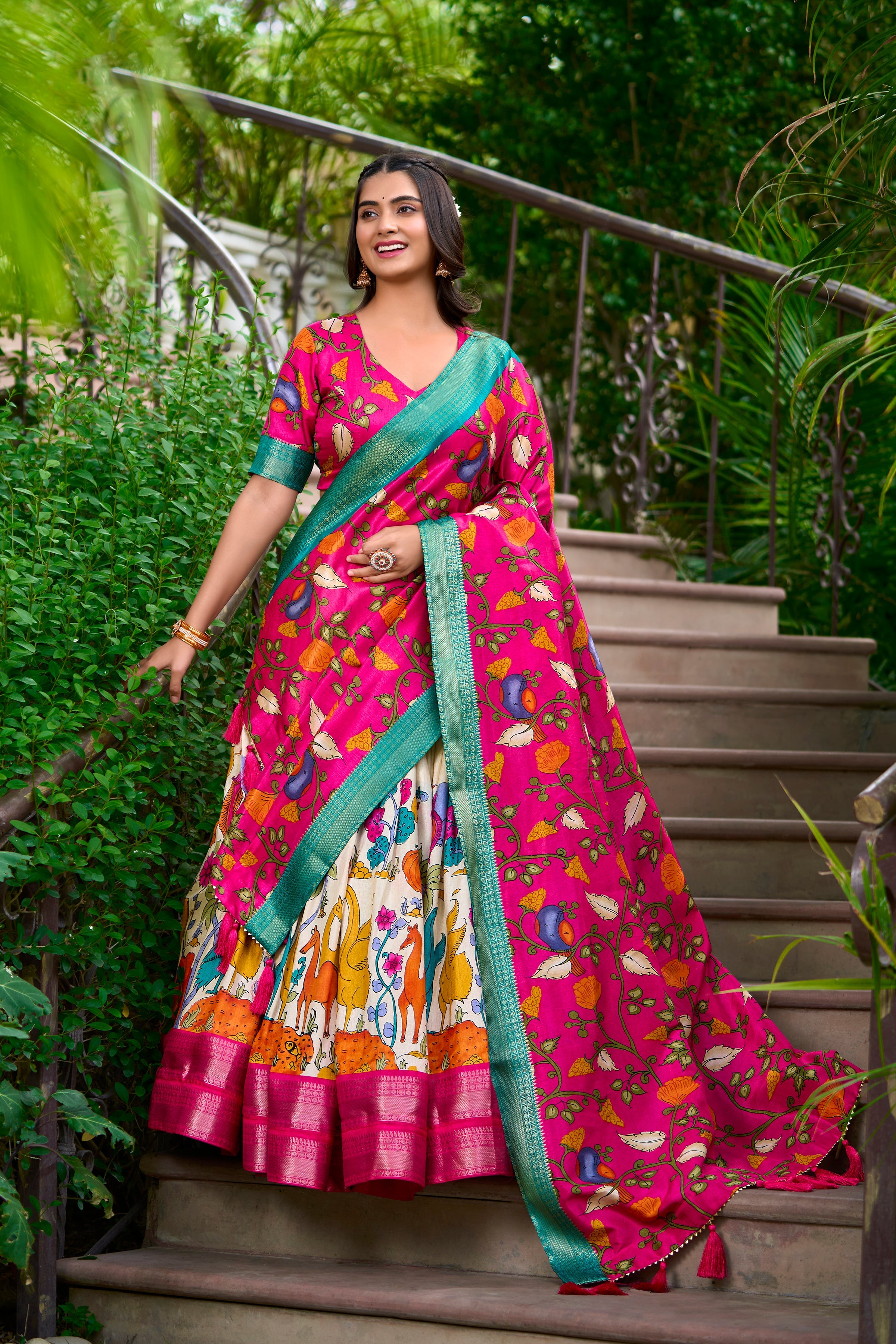 Festive Wear Women's Dola Silk With Kalamkari Print Lehenga Choli Set