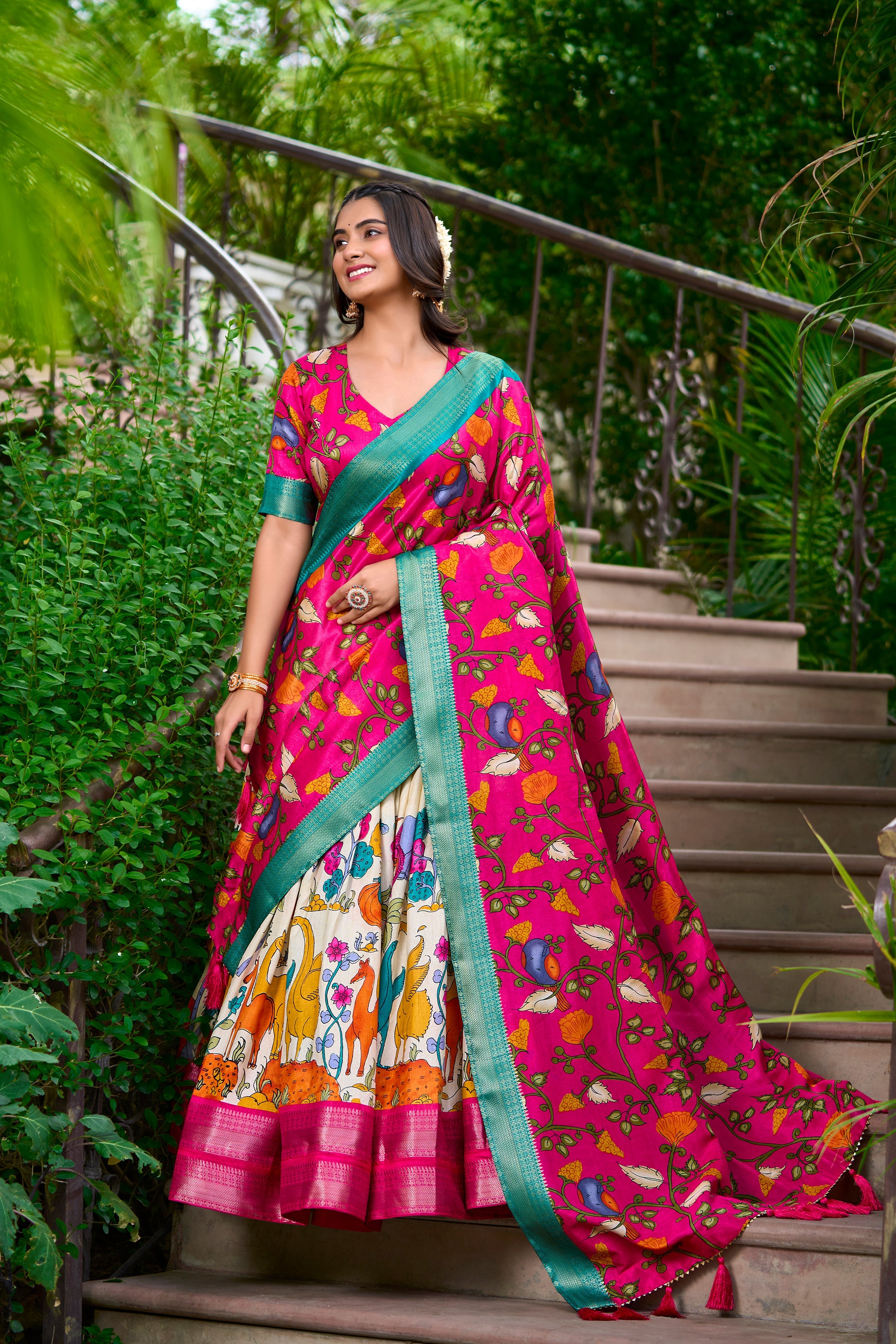 Festive Wear Women's Dola Silk With Kalamkari Print Lehenga Choli Set