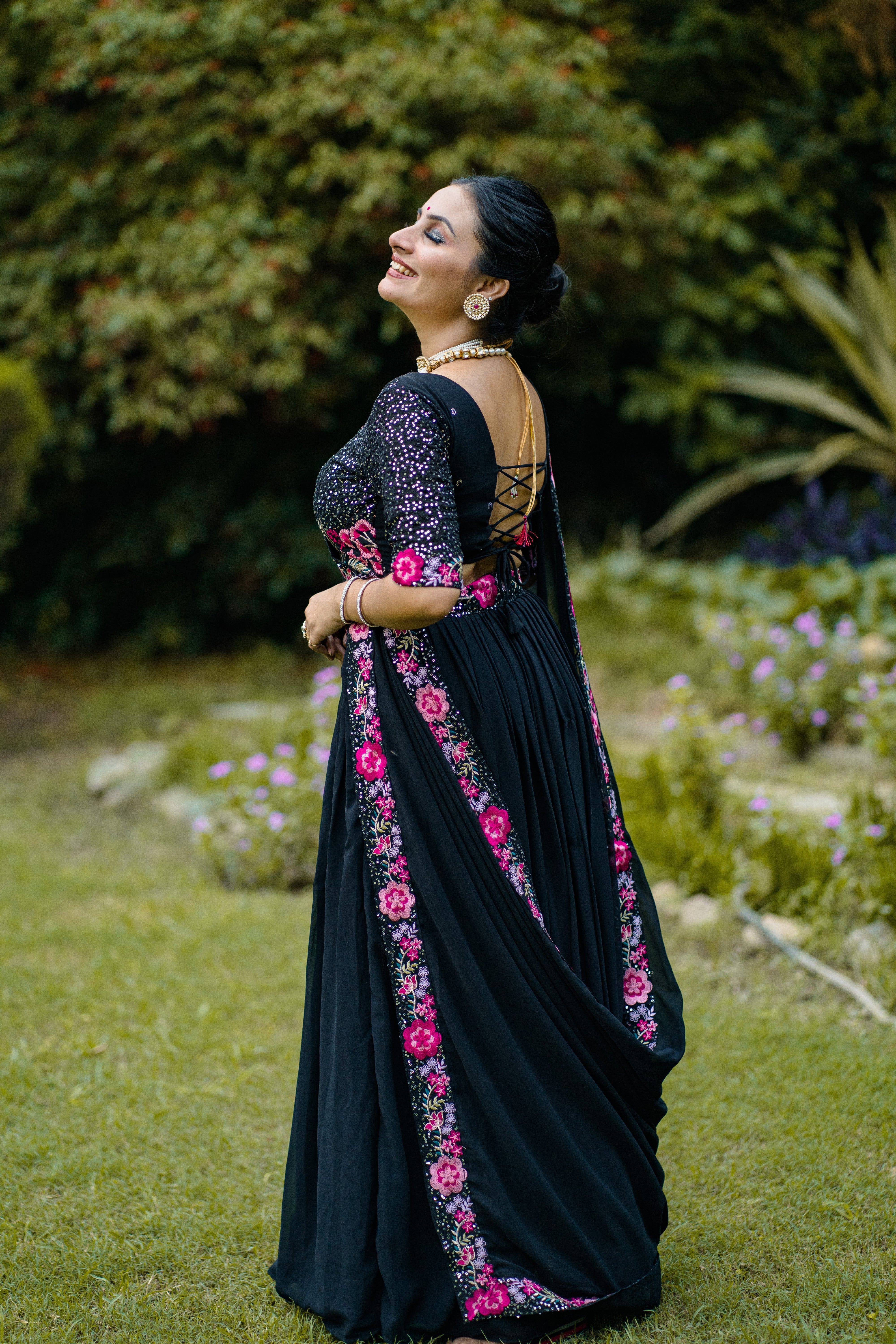 Black Color Lehenga Choli in Georgette With Sequence Blouse and Dupatta