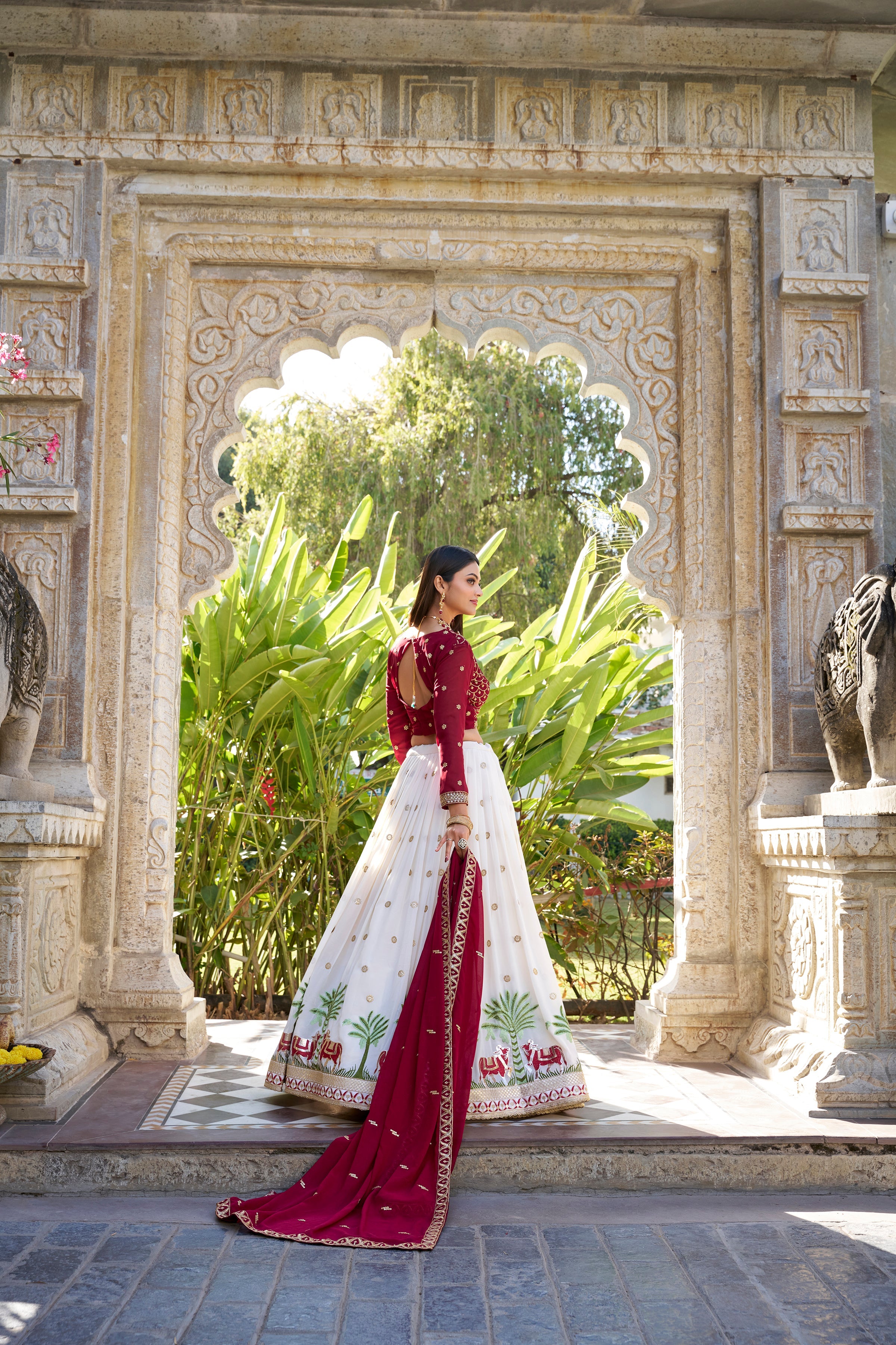 Royal Georgette Lehenga Set With Sequins & Thread Work And Lace Finish