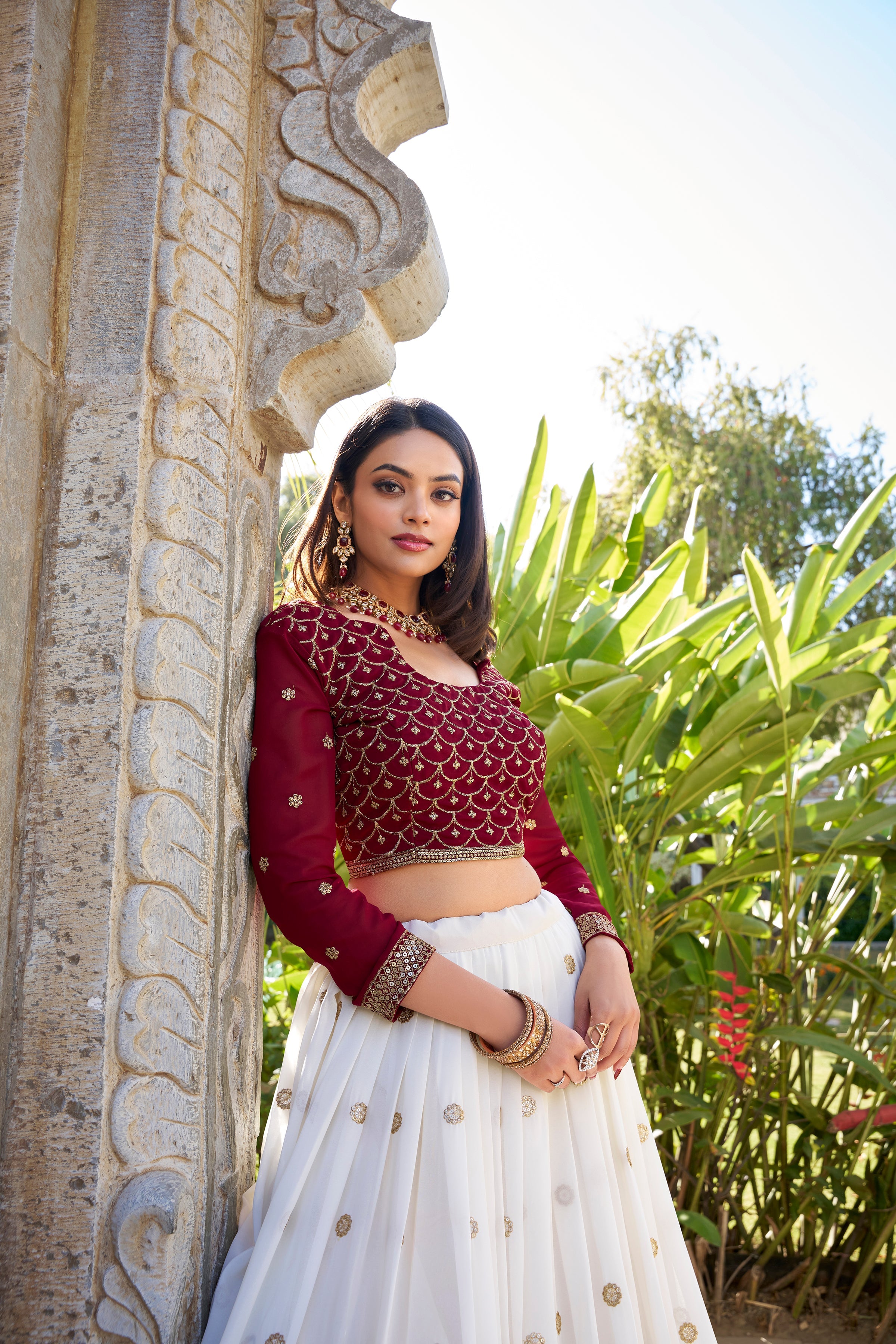 Royal Georgette Lehenga Set With Sequins & Thread Work And Lace Finish