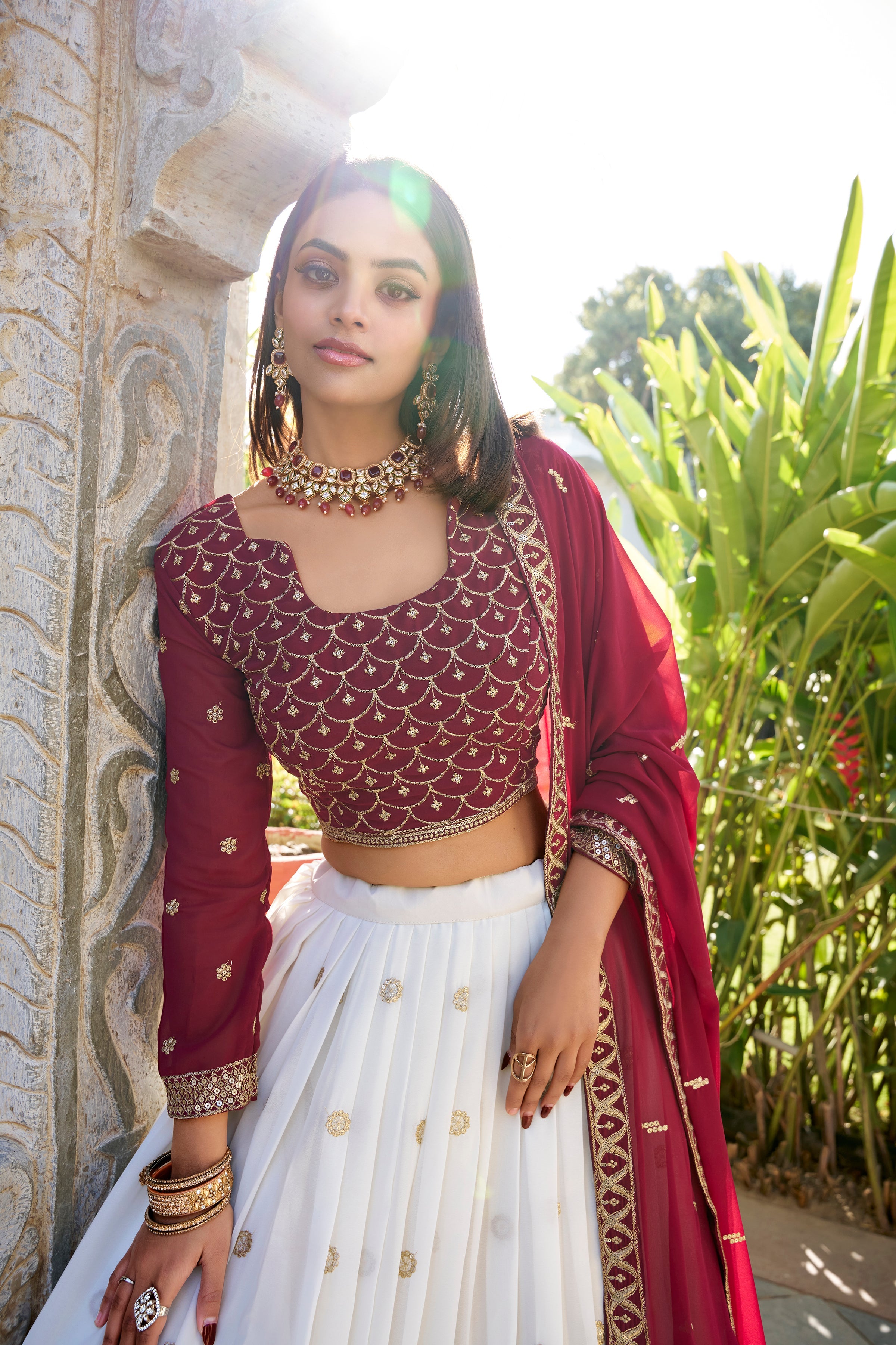 Royal Georgette Lehenga Set With Sequins & Thread Work And Lace Finish