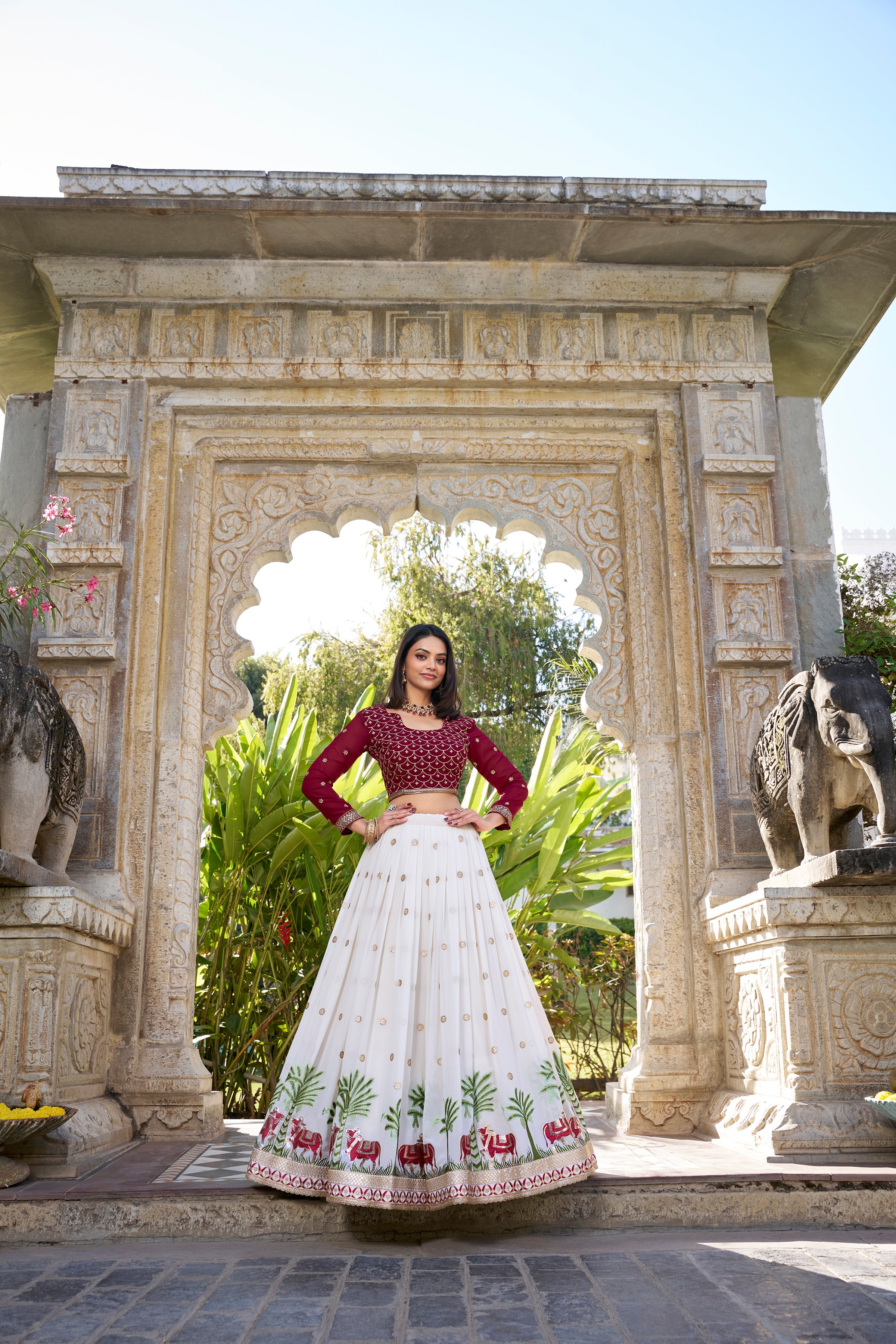 Royal Georgette Lehenga Set With Sequins & Thread Work And Lace Finish
