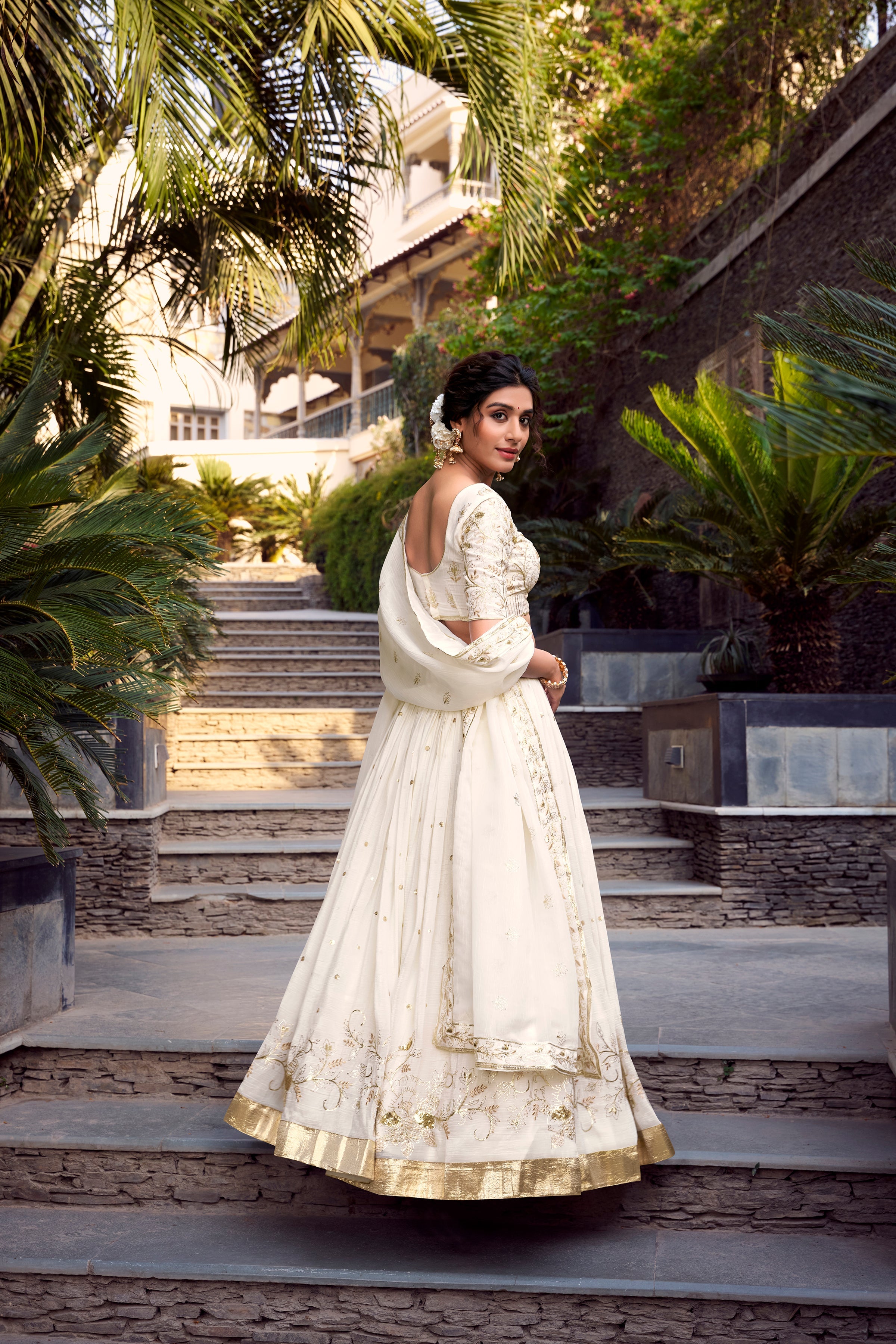 Graceful Off-White Sequins Silk Bridesmaid Lehenga Choli With Dupatta