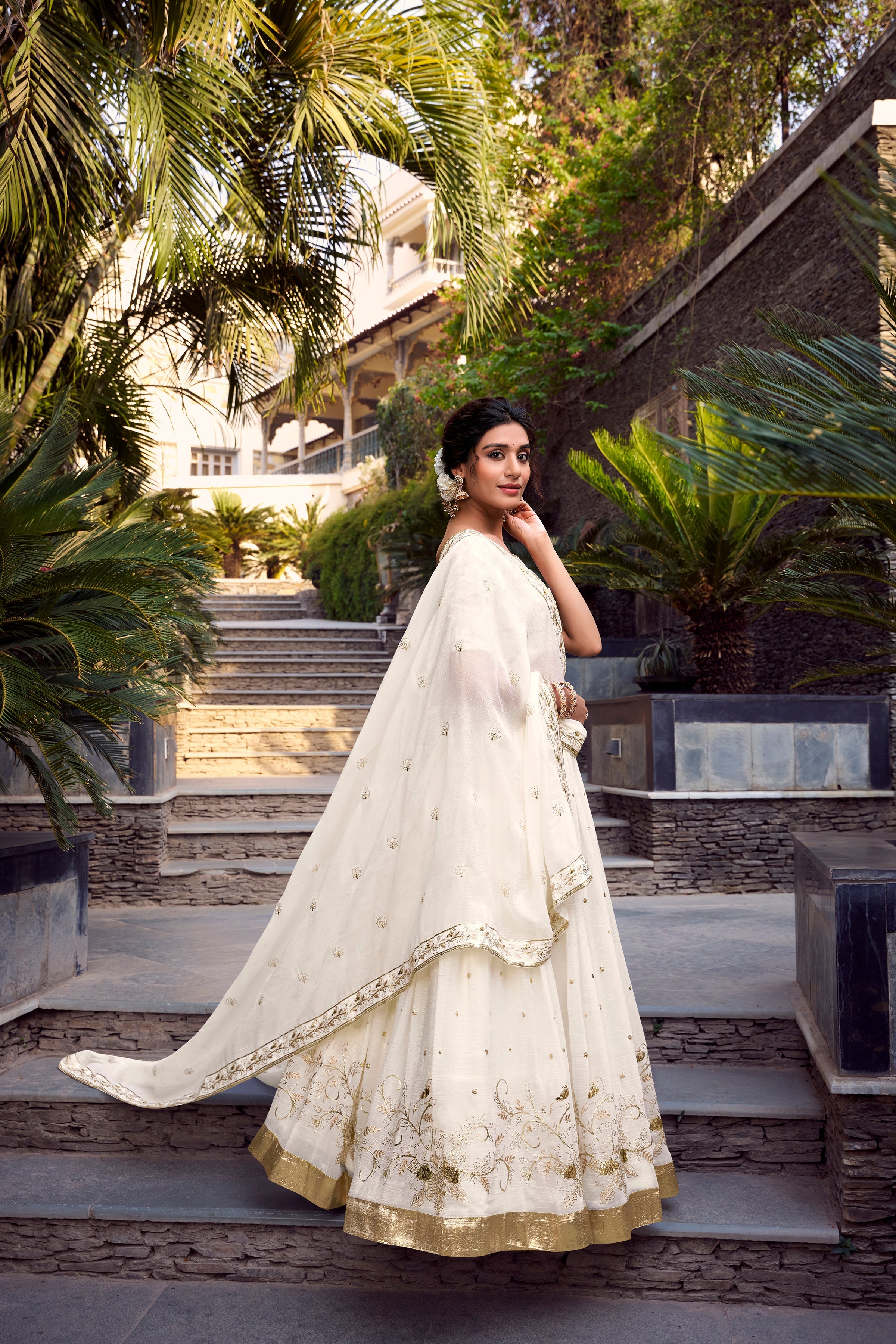 Graceful Off-White Sequins Silk Bridesmaid Lehenga Choli With Dupatta
