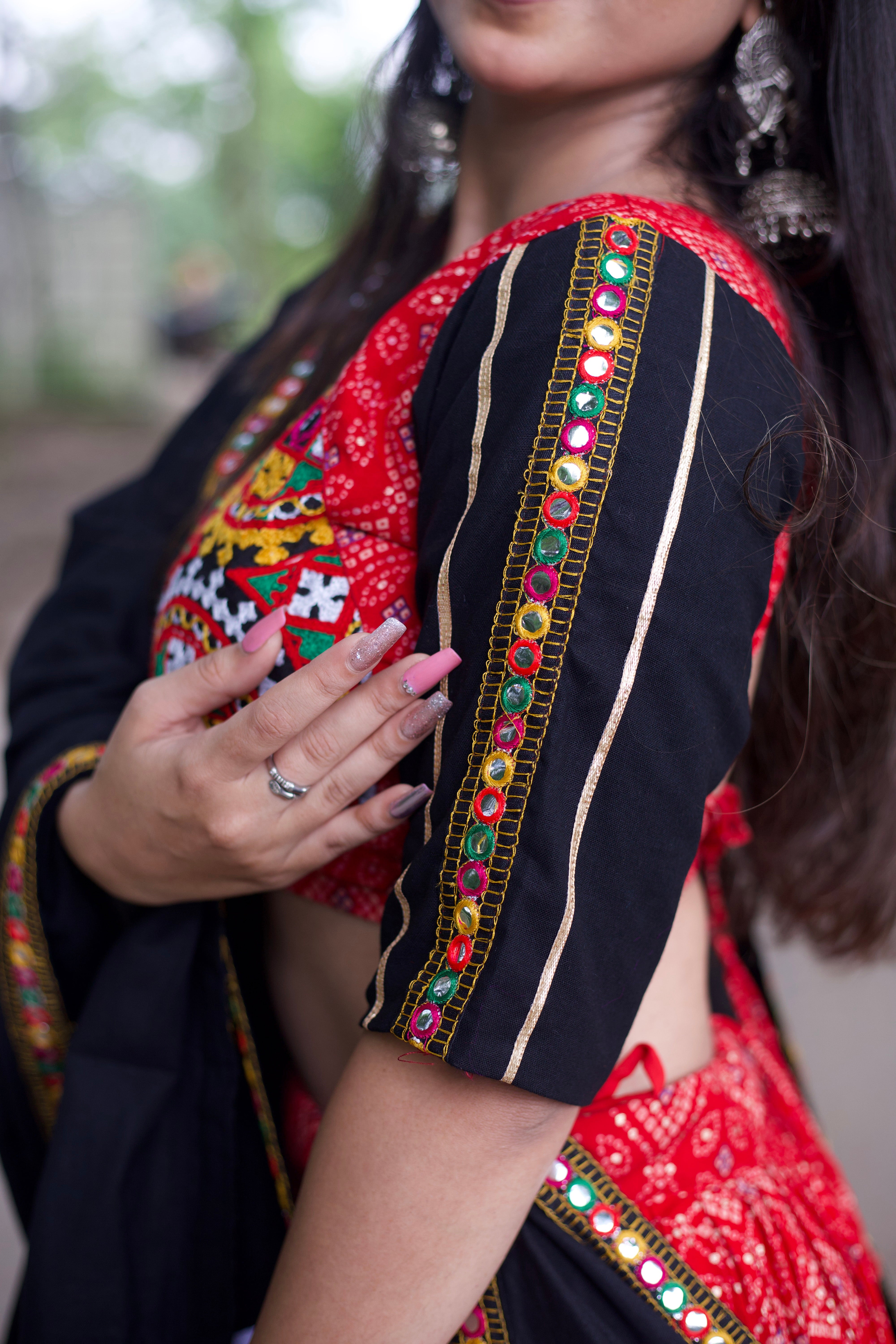 Red Navratri Ready to Wear Lehenga Choli With Print Gamthi Work . feel the stories of navratri traditions