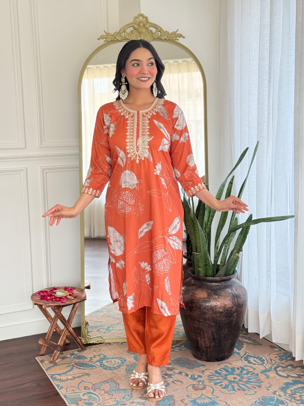 Women's Muslin Silk Regular Kurta
