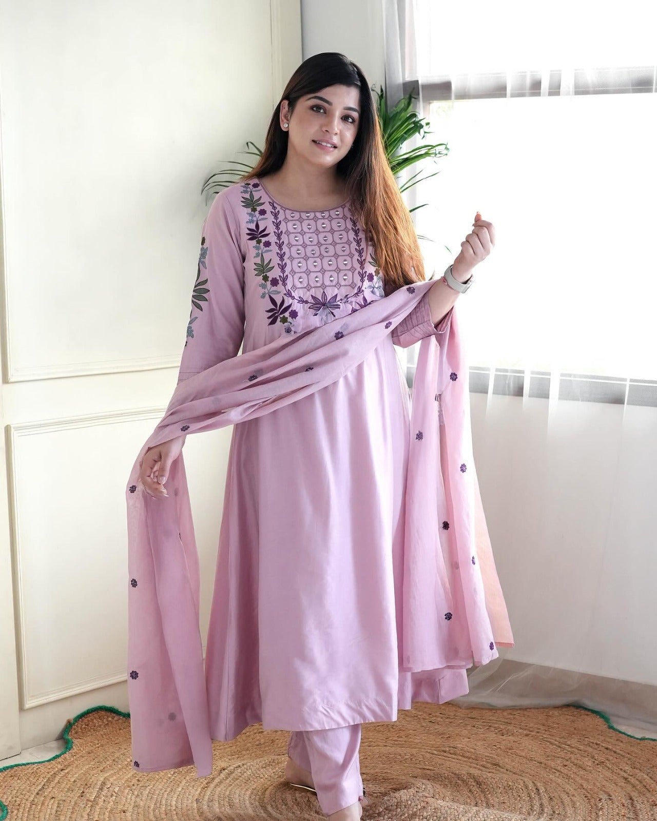 Women's Chanderi Straight Kurta Set with Dupatta