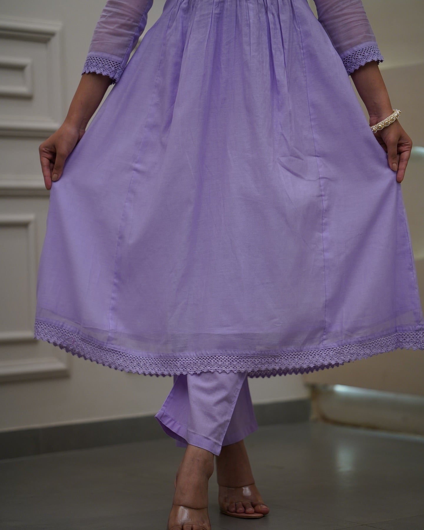 Traditional Women's Georgette Solid Straight Kurta Set