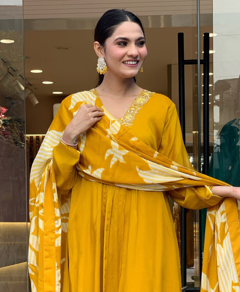Women's Viscose Chanderi Kurta Set with Dupatta
