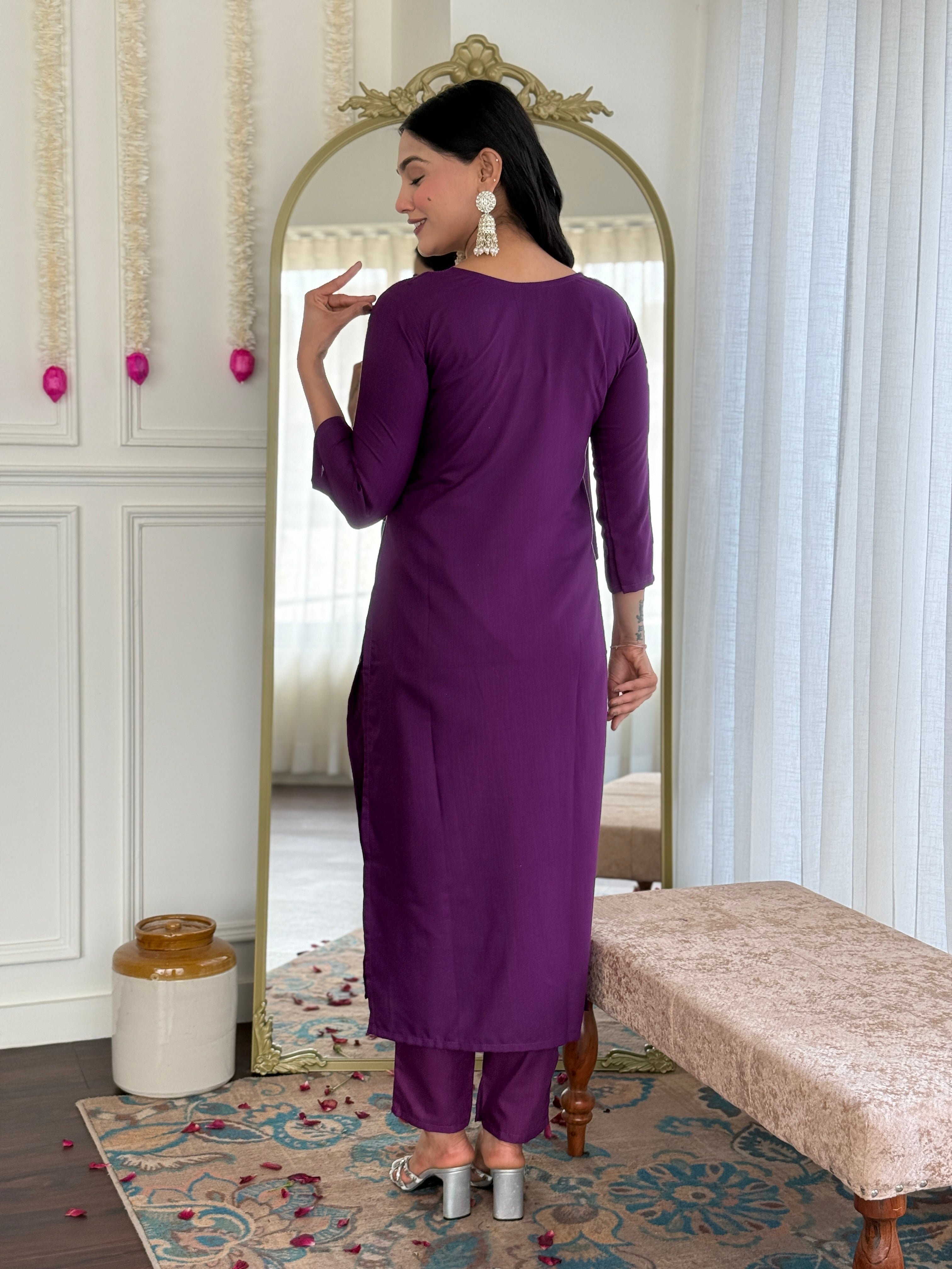 Women's Kurta Set in Viscose Rayon with Chinon Dupatta