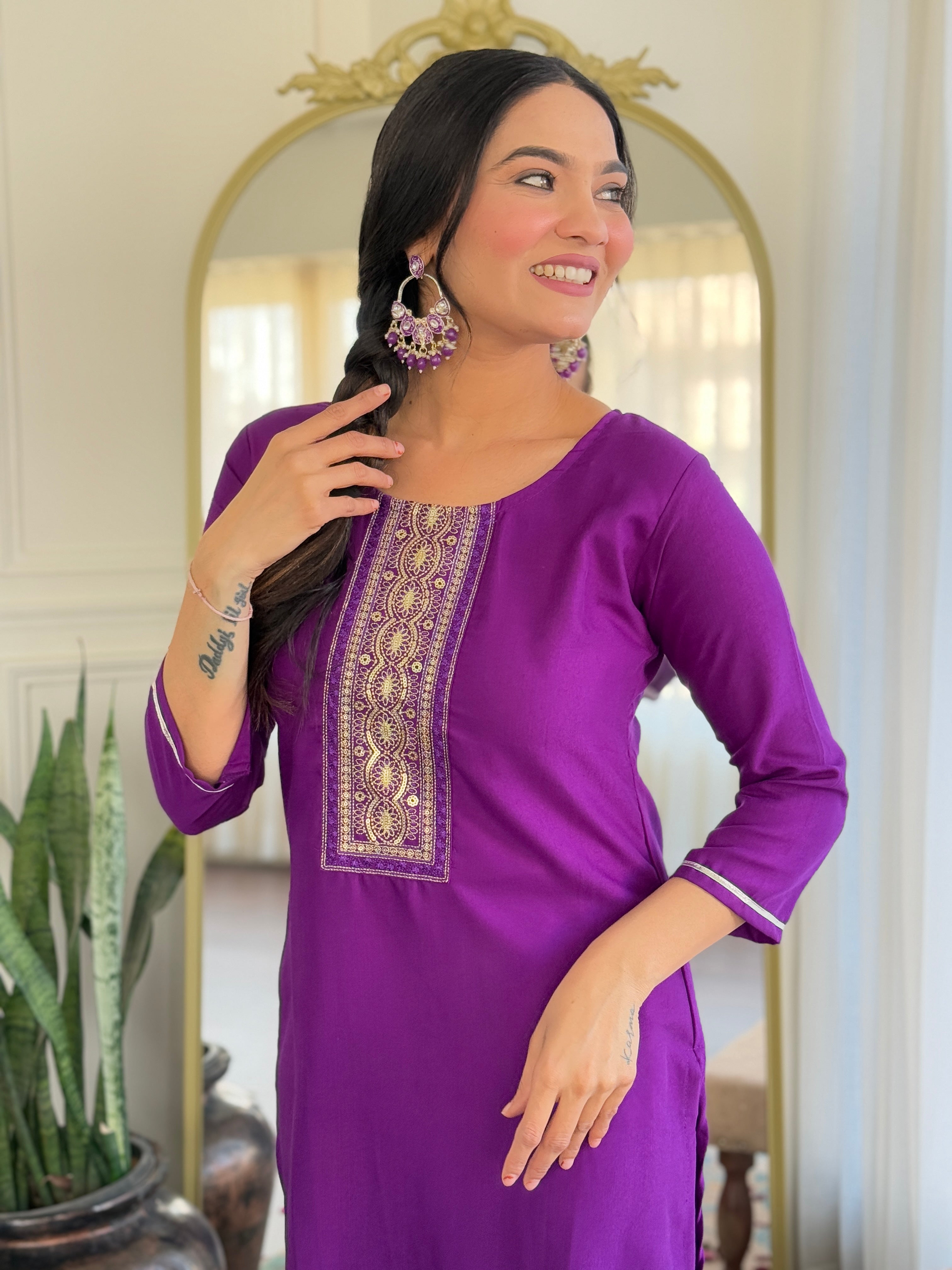 Women's Rayon Staight Kurti Set with Muslin Printed Dupatta
