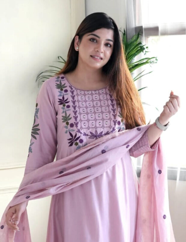 Women's Chanderi Straight Kurta Set with Dupatta
