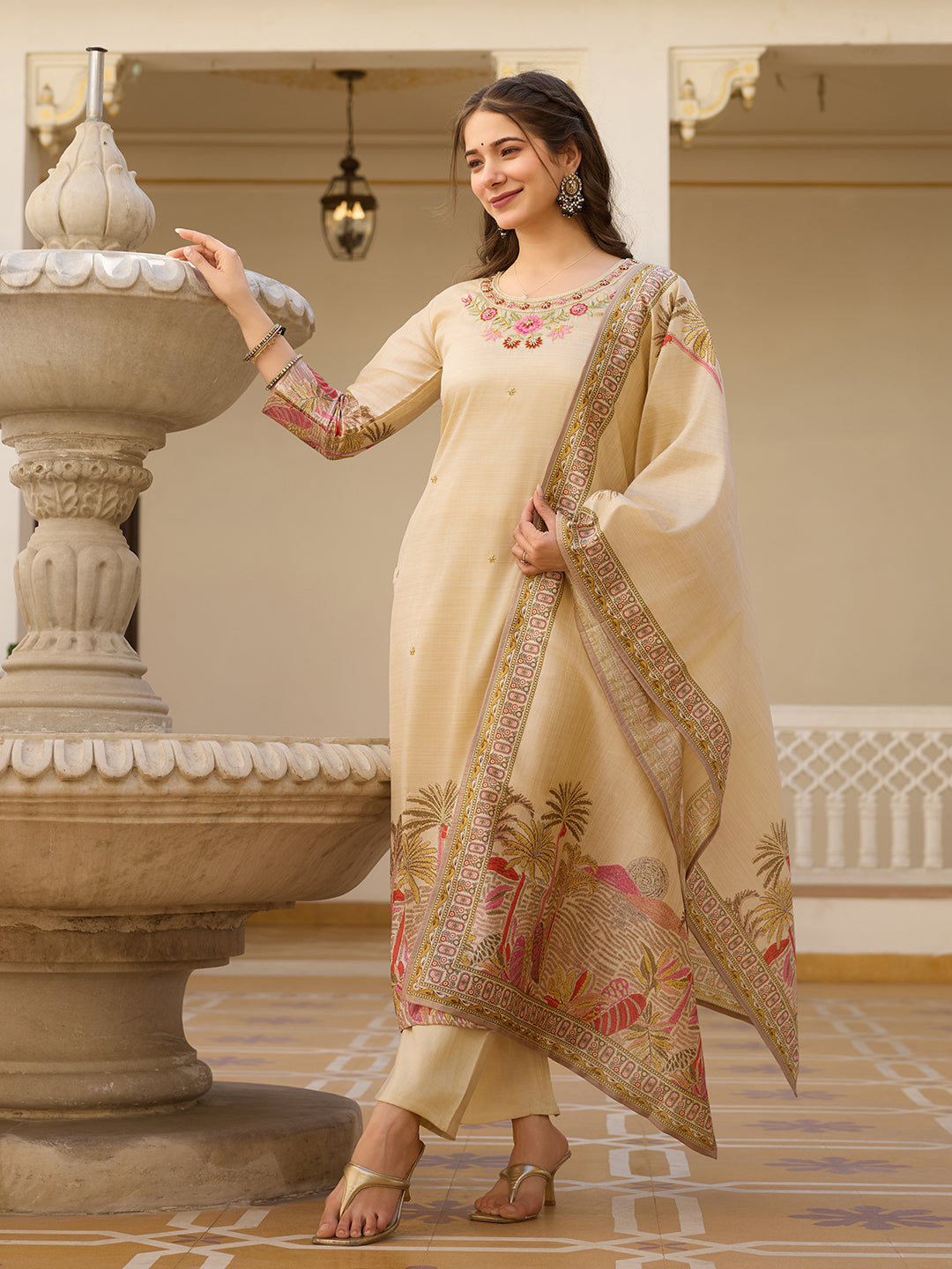 Viscose Assam Silk Fancy Kurti Bottom With Dupatta