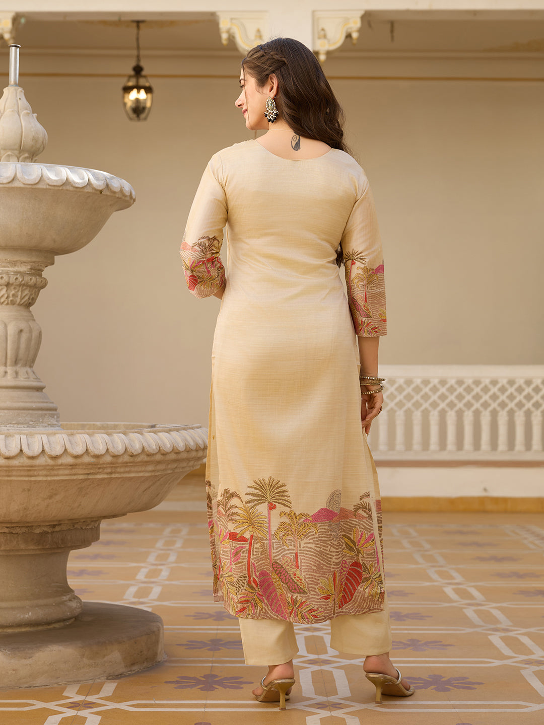 Viscose Assam Silk Fancy Kurti Bottom With Dupatta