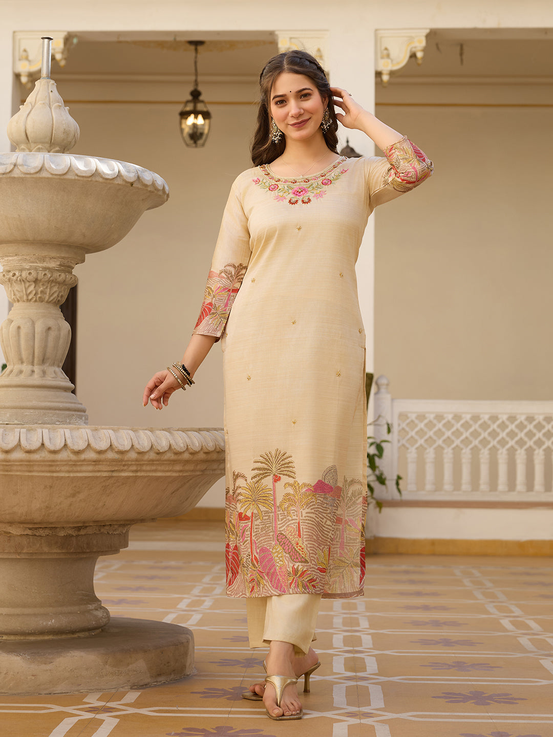 Viscose Assam Silk Fancy Kurti Bottom With Dupatta