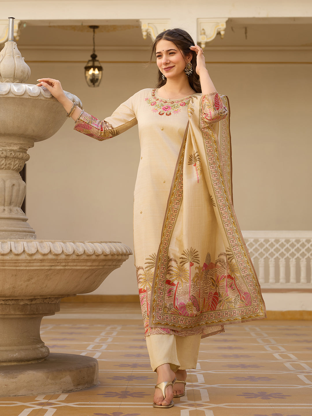 Viscose Assam Silk Fancy Kurti Bottom With Dupatta