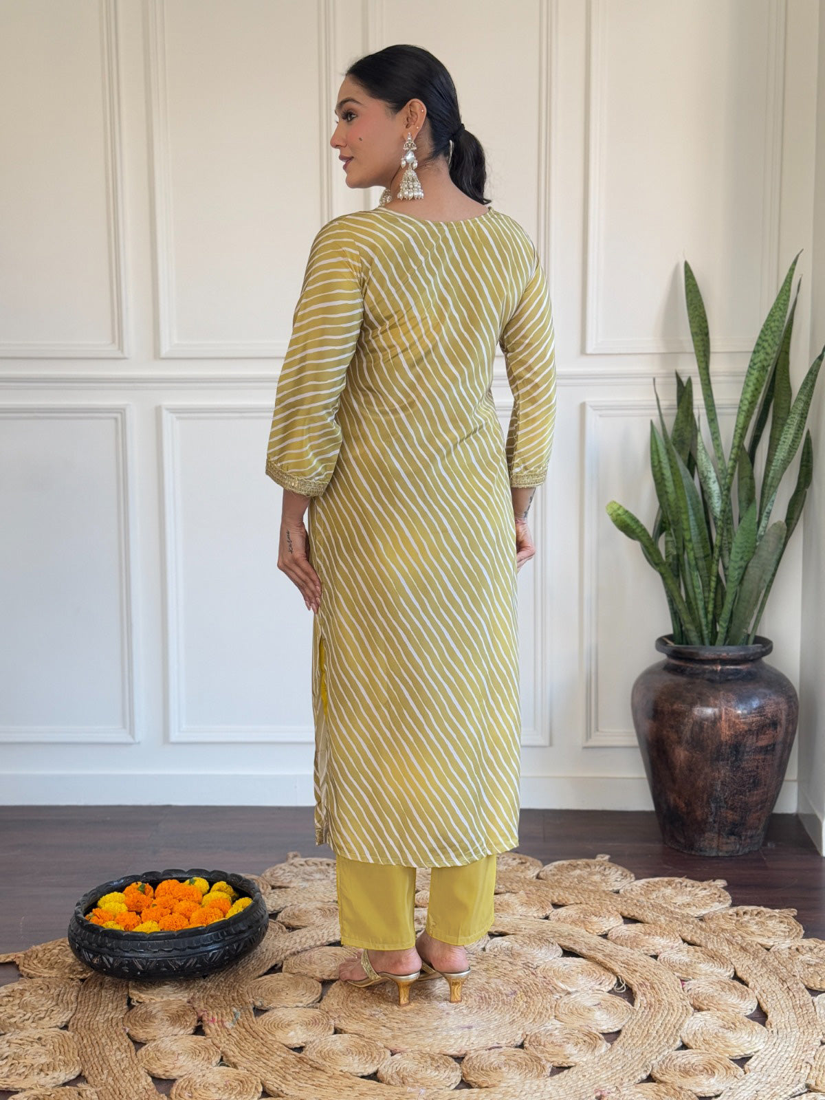Women's Viscose Embroidered Straight Kurta with  Chanderi Pant & Organza Printed Dupatta Set