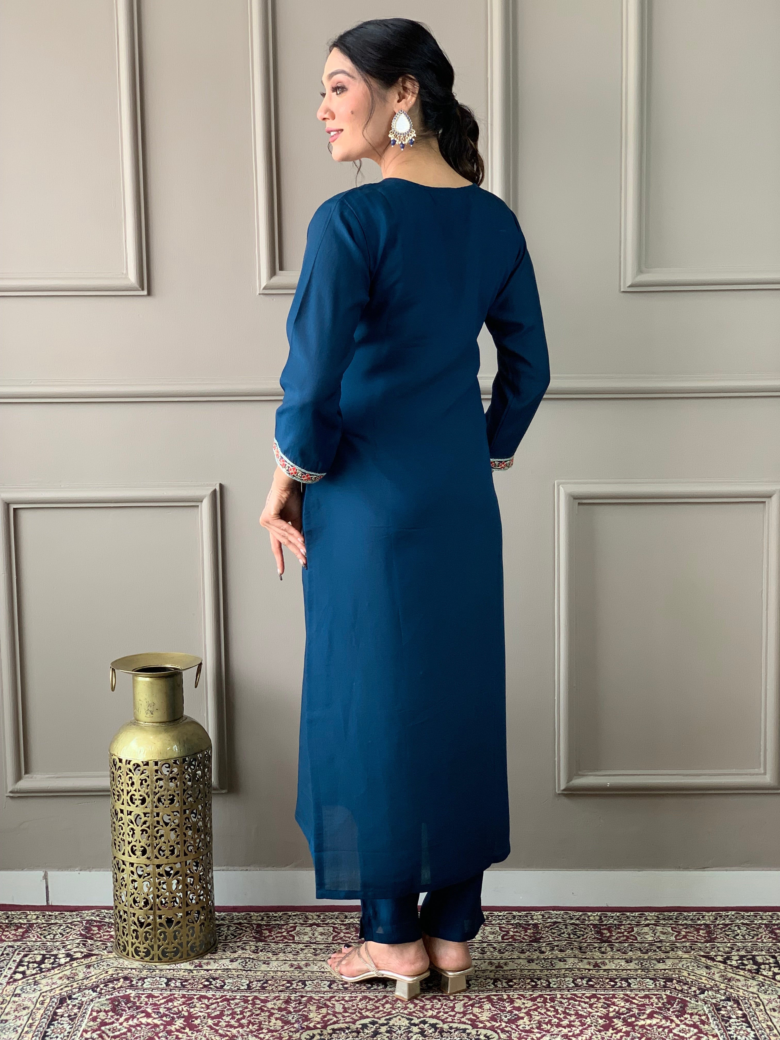 Women's White Viscose Chanderi Kurta Sharara Set with Dupatt