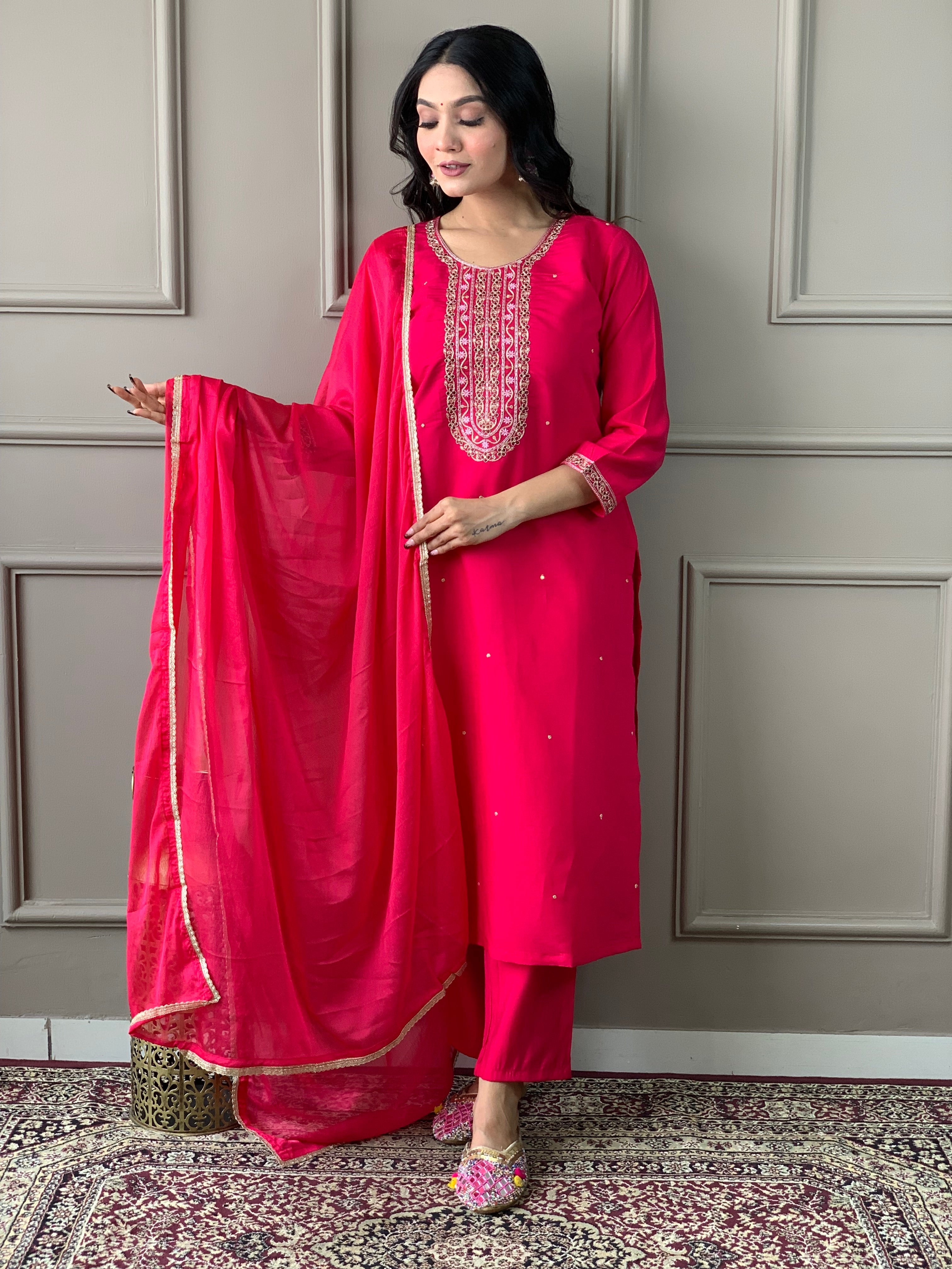 Women's White Viscose Chanderi Kurta Sharara Set with Dupatt