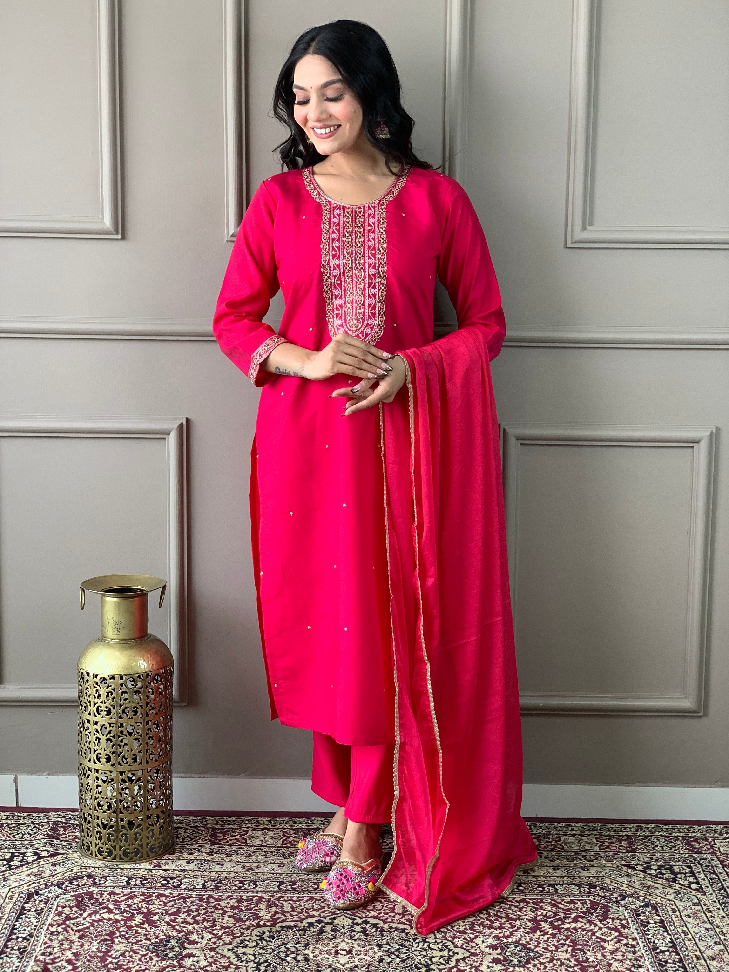 Women's White Viscose Chanderi Kurta Sharara Set with Dupatt