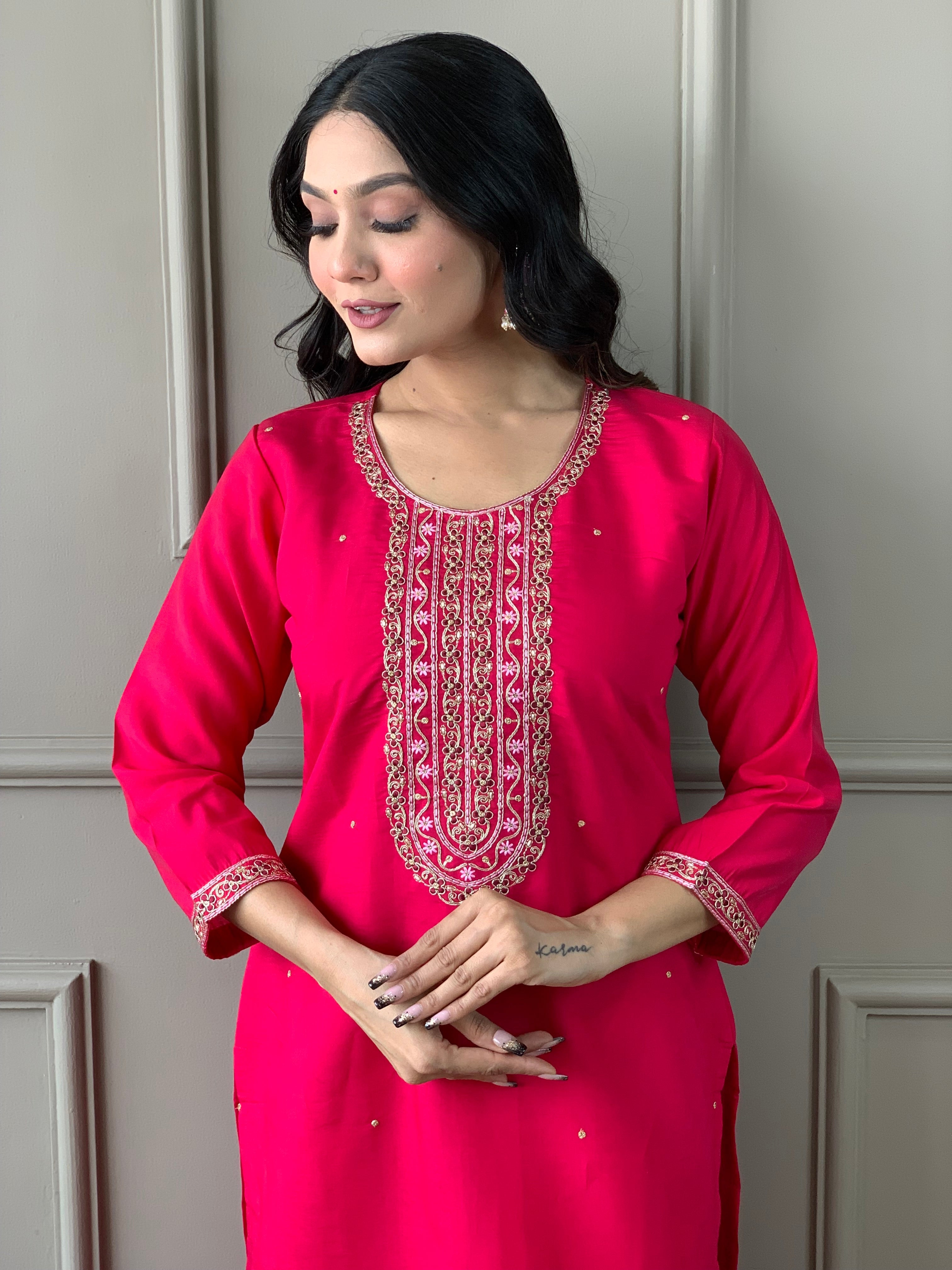Women's White Viscose Chanderi Kurta Sharara Set with Dupatt