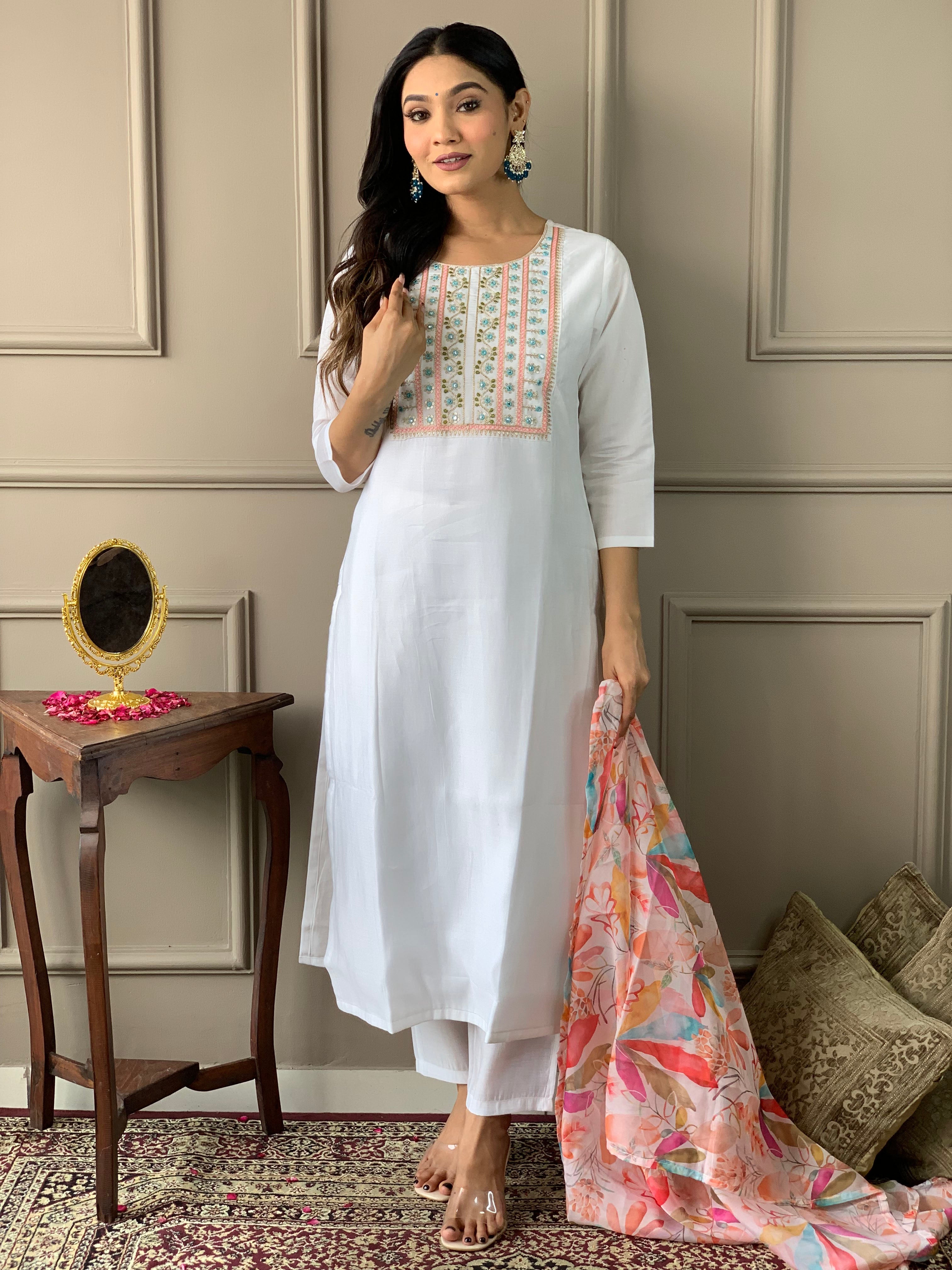 Women's Viscose Chanderi Kurta Sharara Set with Dupatta