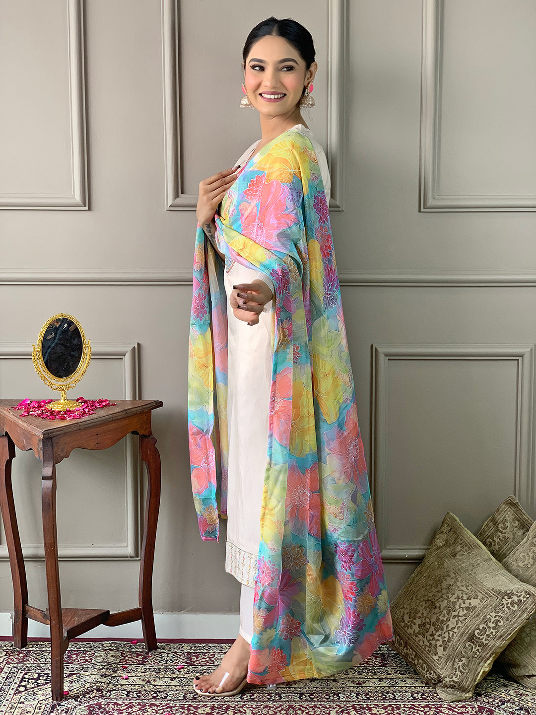 Women's Viscose  Kurta Sharara Set with Dupatta