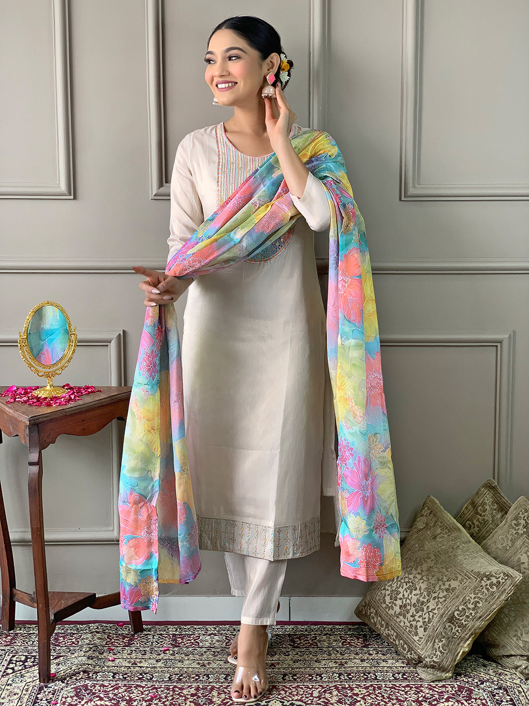 Women's Viscose  Kurta Sharara Set with Dupatta