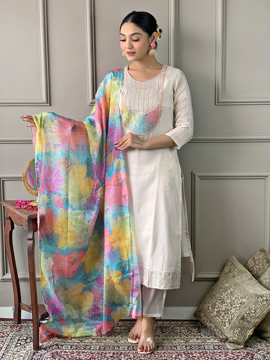 Women's Viscose  Kurta Sharara Set with Dupatta