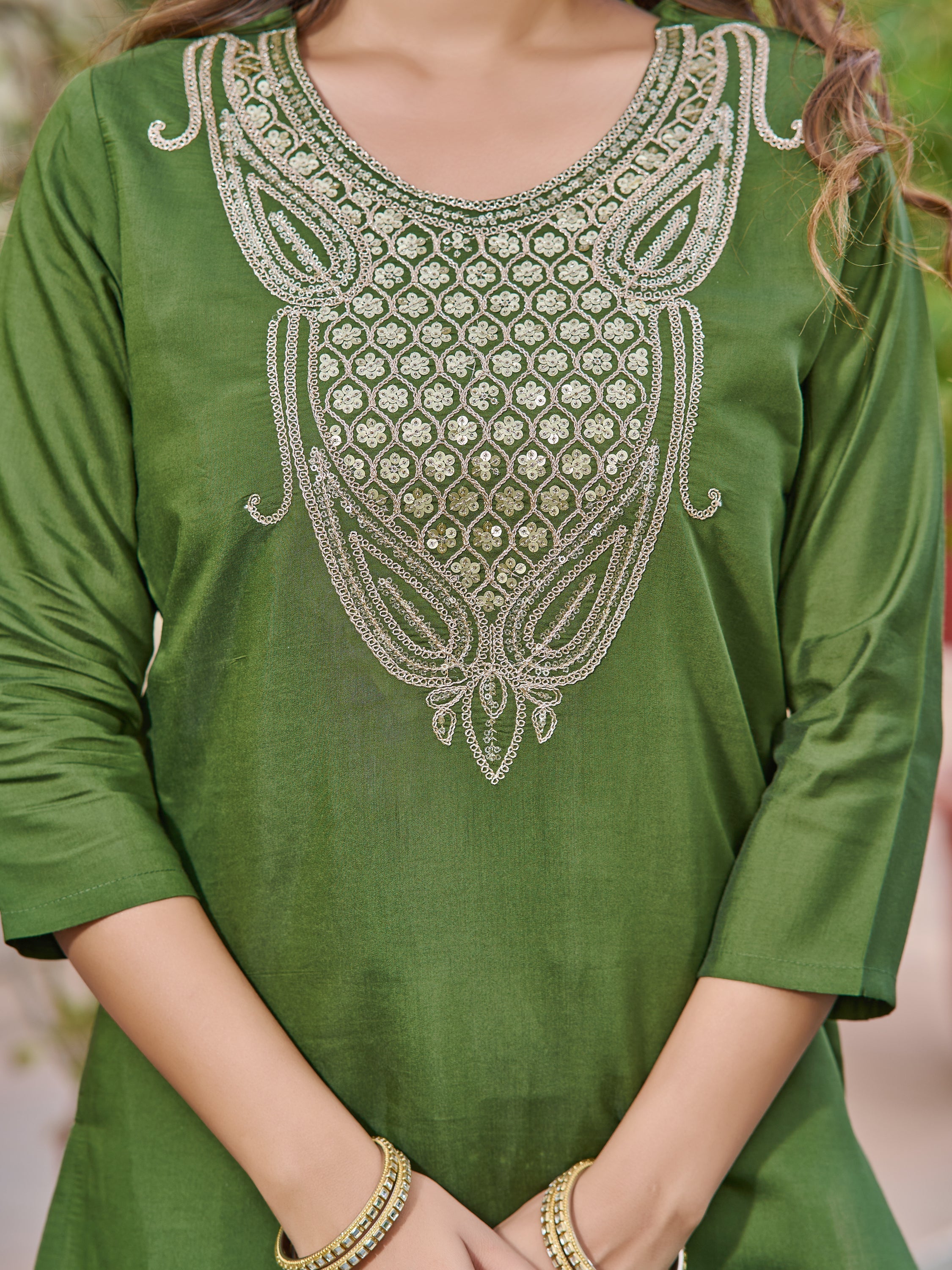 Women's Viscose Chanderi Kurta Sharara Set with Dupatta