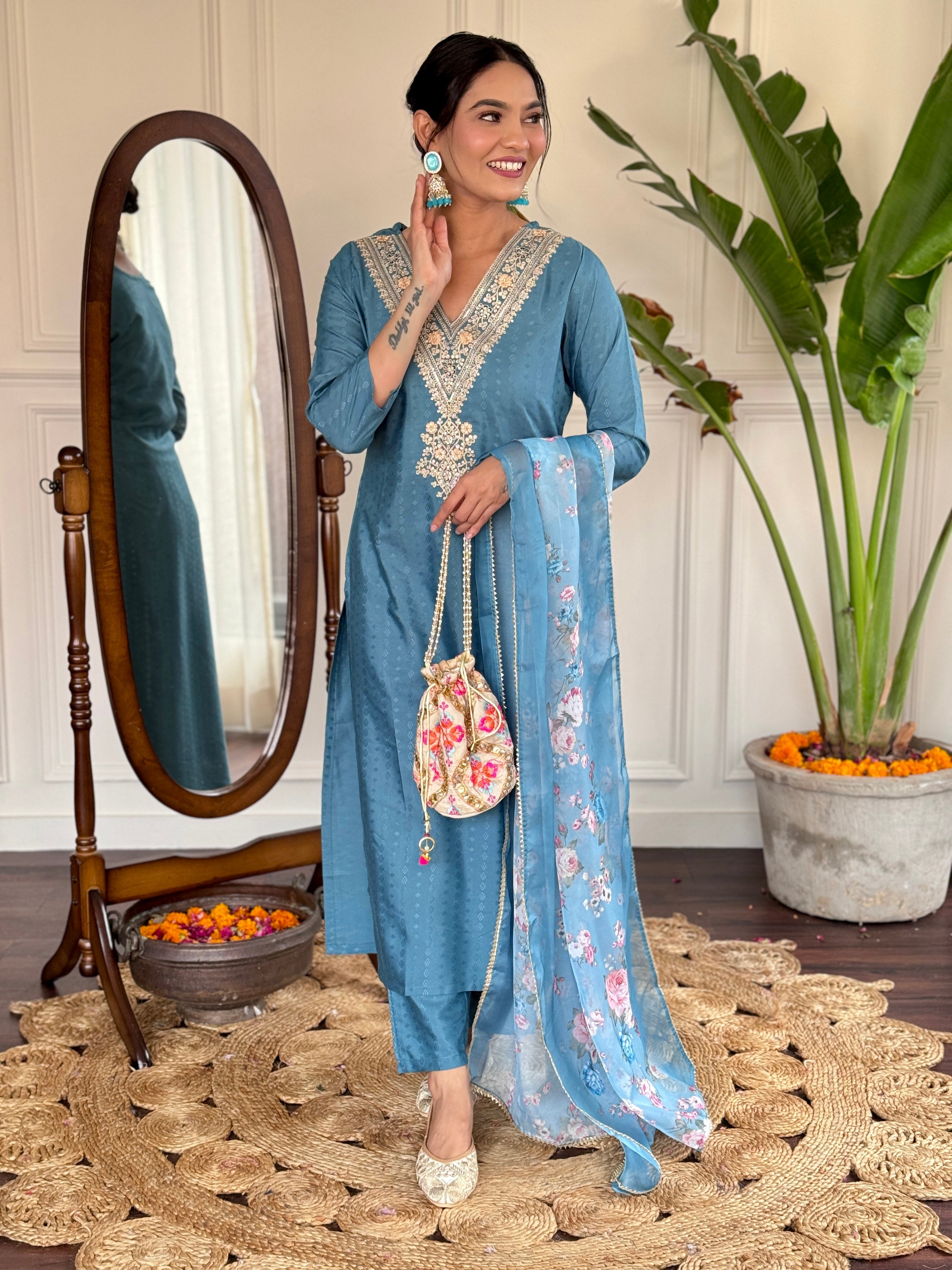 Women's Viscose Rayon Kurta Sharara Set with Dupatta