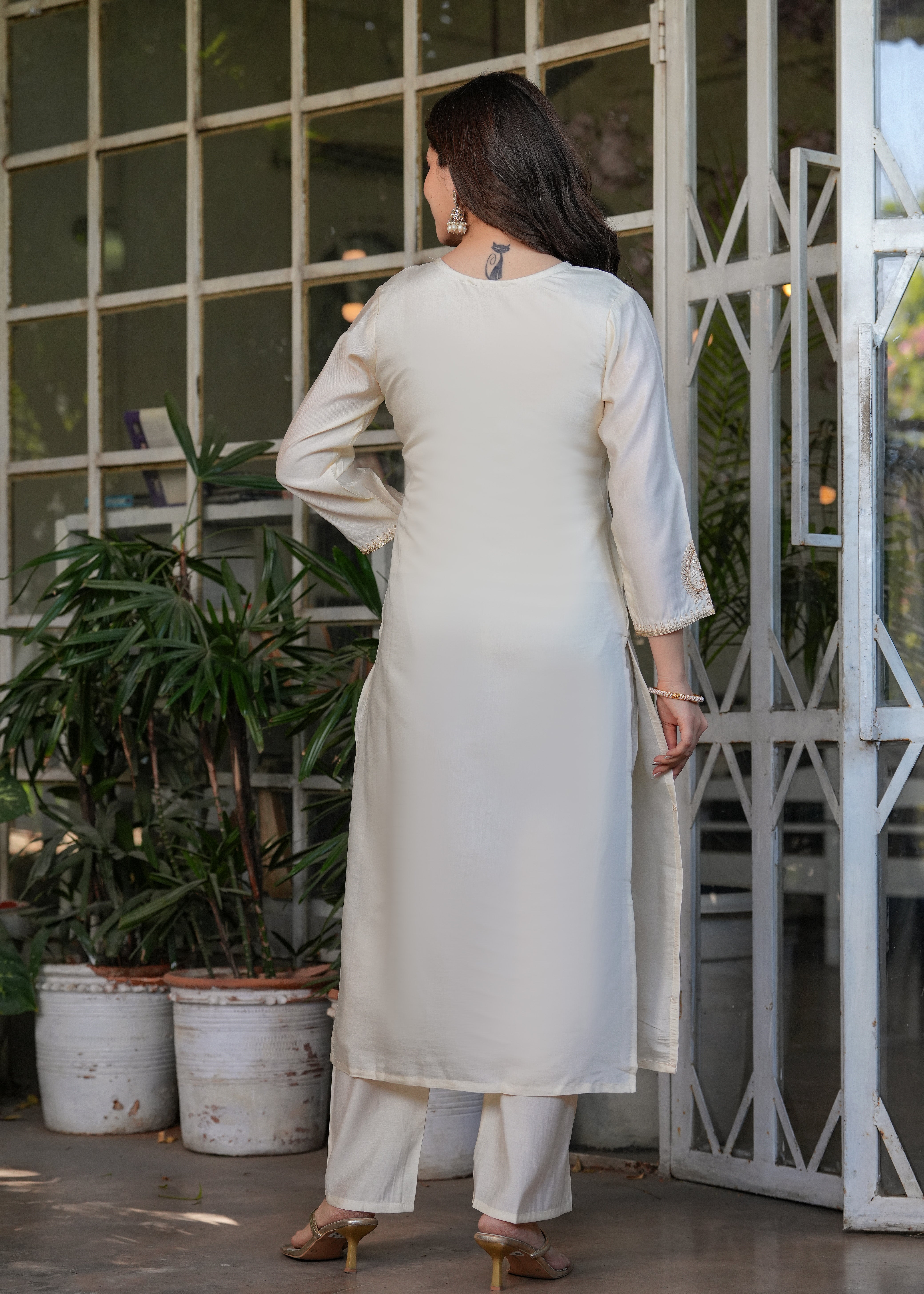 Viscose Chanderi Sequins And Embroidery Work Festive Wear Kurta With Bottom And Dupatta