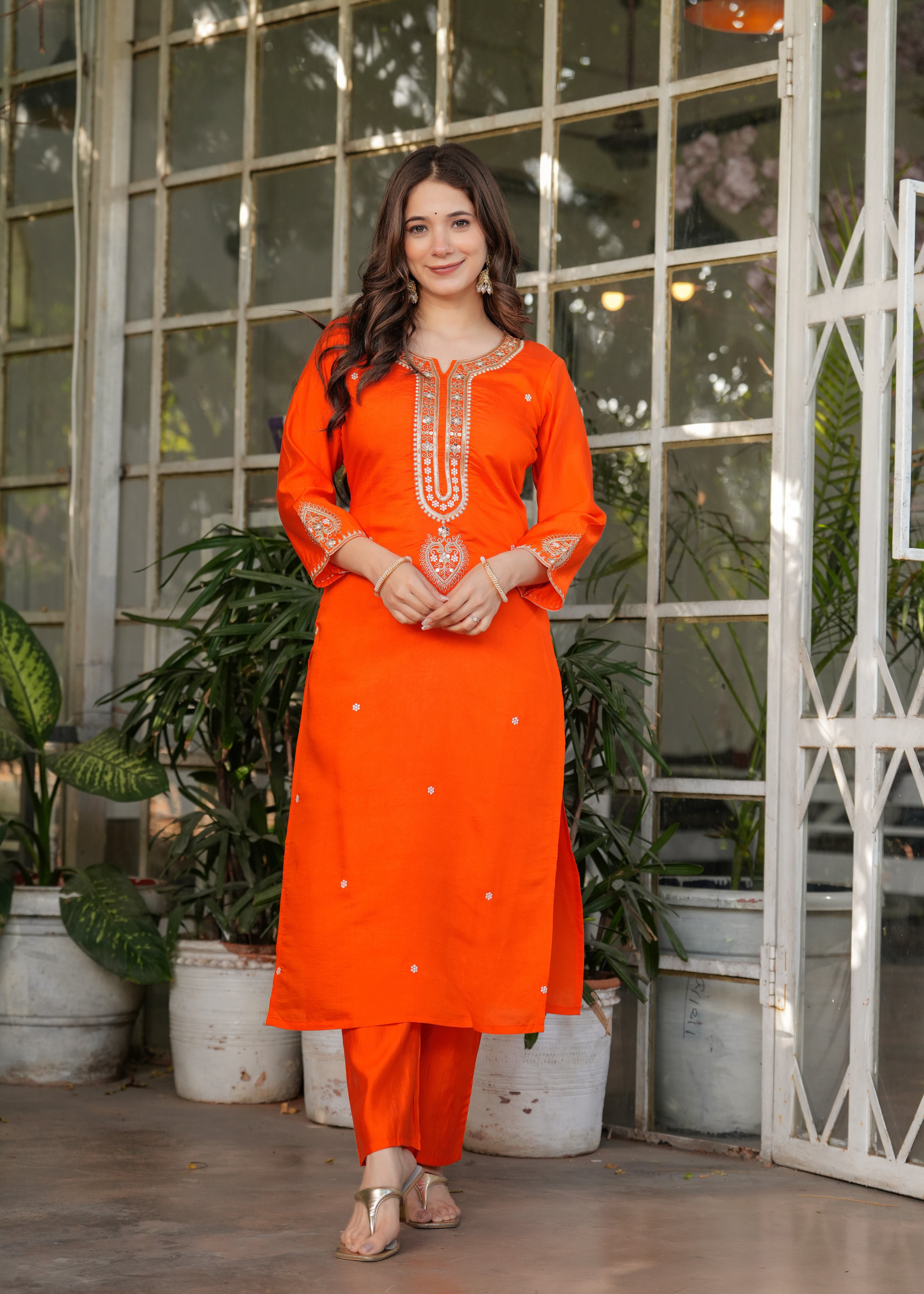 Viscose Chanderi Sequins And Embroidery Work Festive Wear Kurta With Bottom And Dupatta