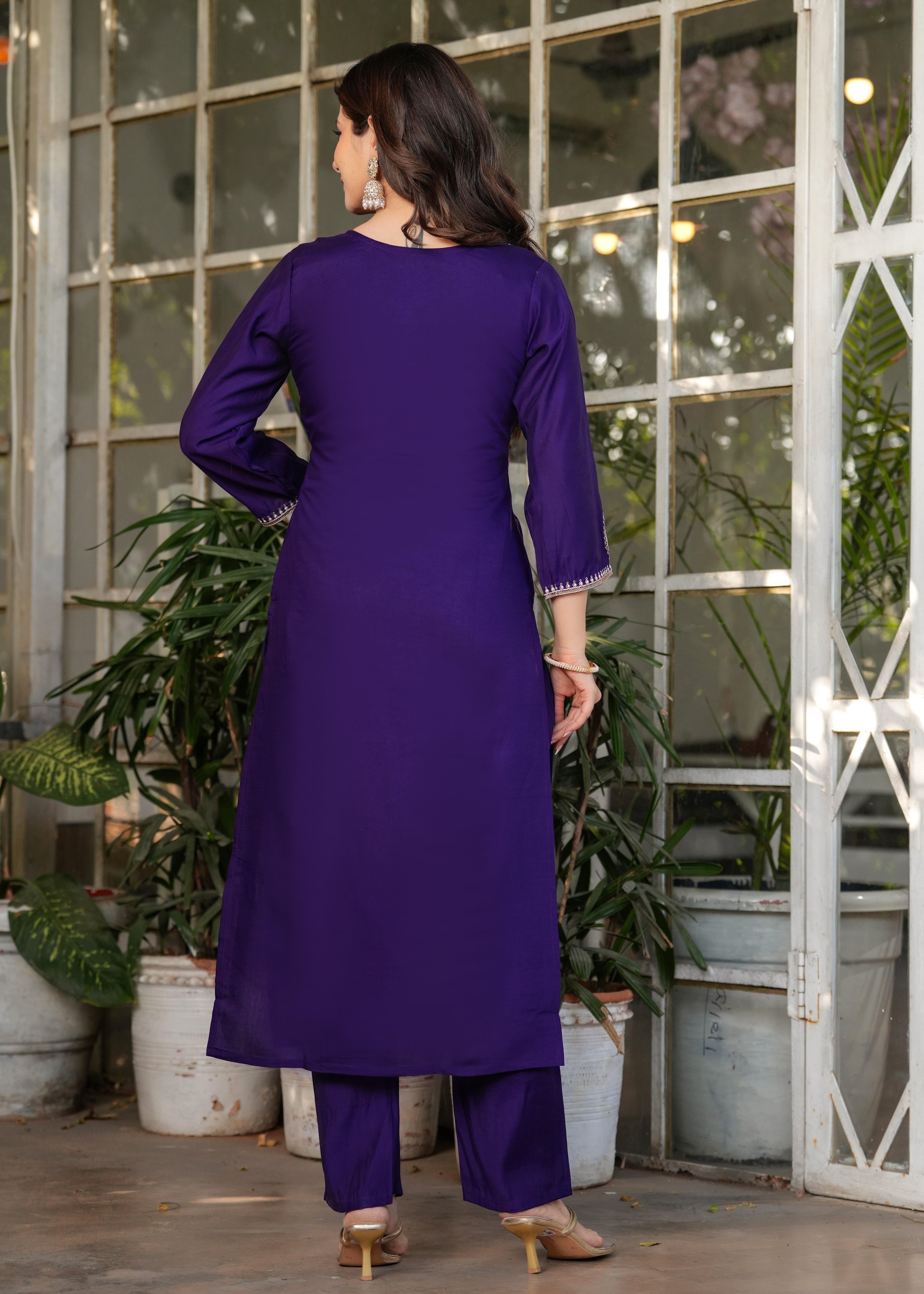 Viscose Chanderi Sequins And Embroidery Work Festive Wear Kurta With Bottom And Dupatta