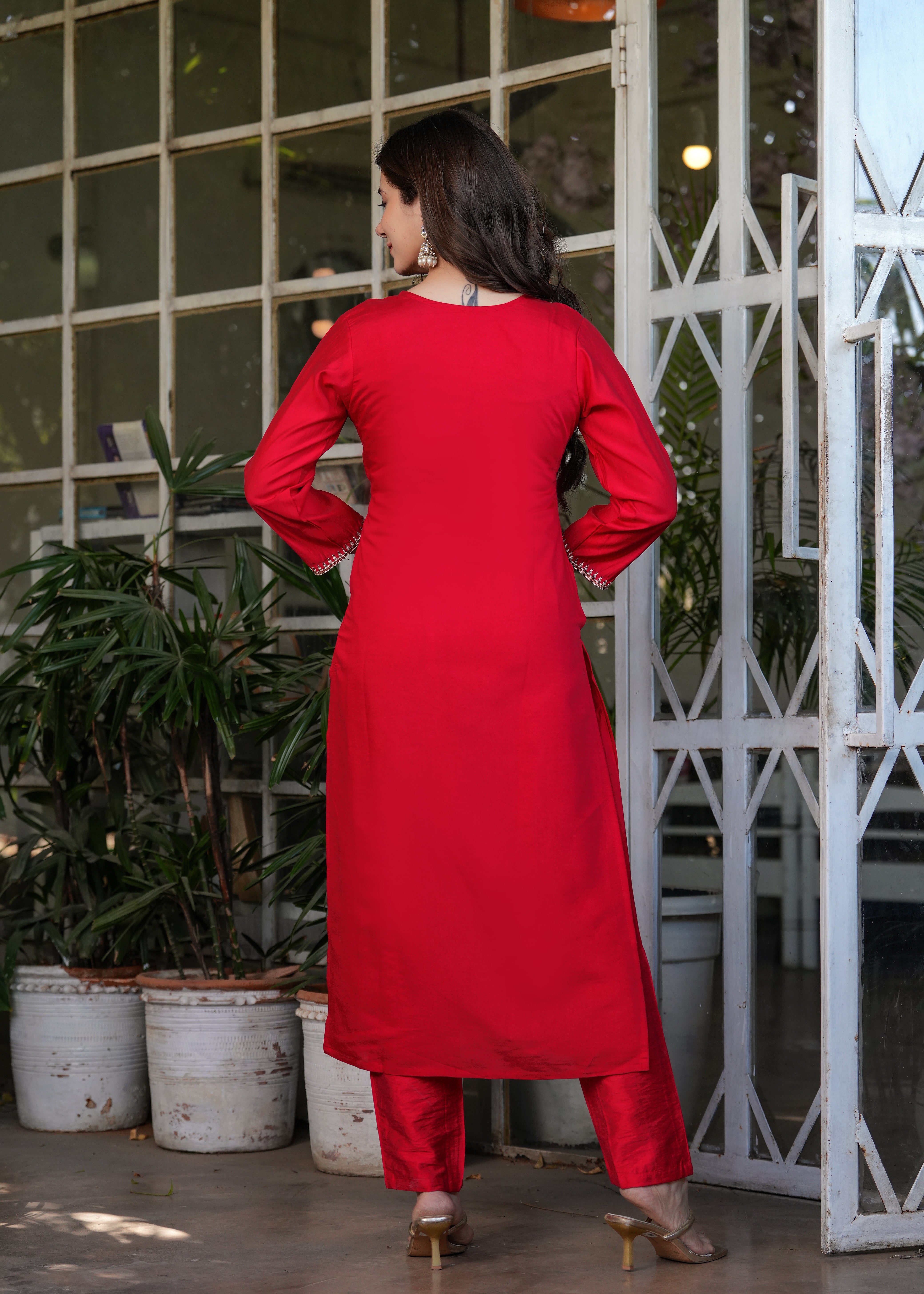 Viscose Chanderi Sequins And Embroidery Work Festive Wear Kurta With Bottom And Dupatta