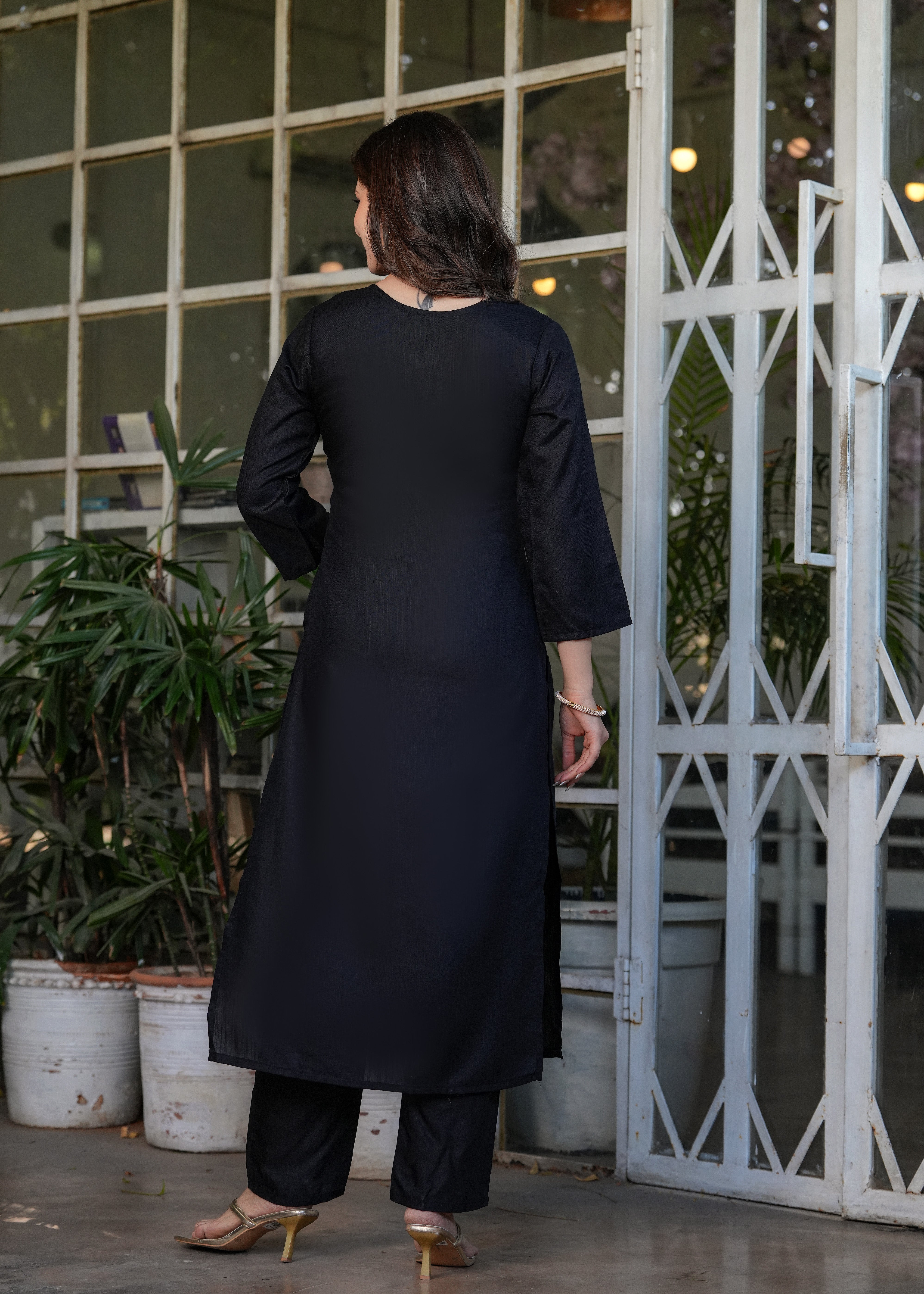 Women’s Viscose Rayon Embroidery Straight Kurta with Pant and Dupatta Set