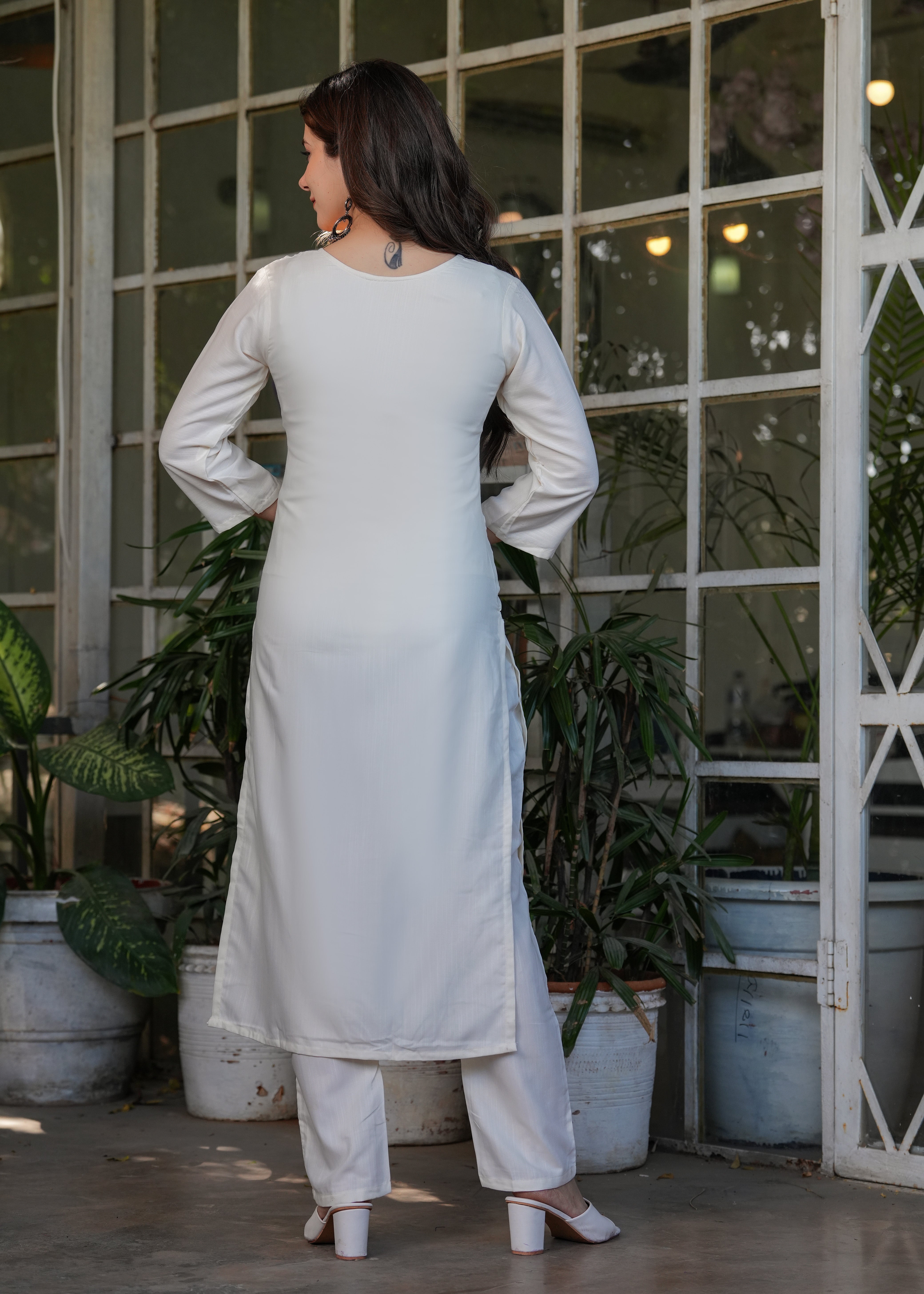 Women’s Viscose Rayon Embroidery Straight Kurta with Pant and Dupatta Set
