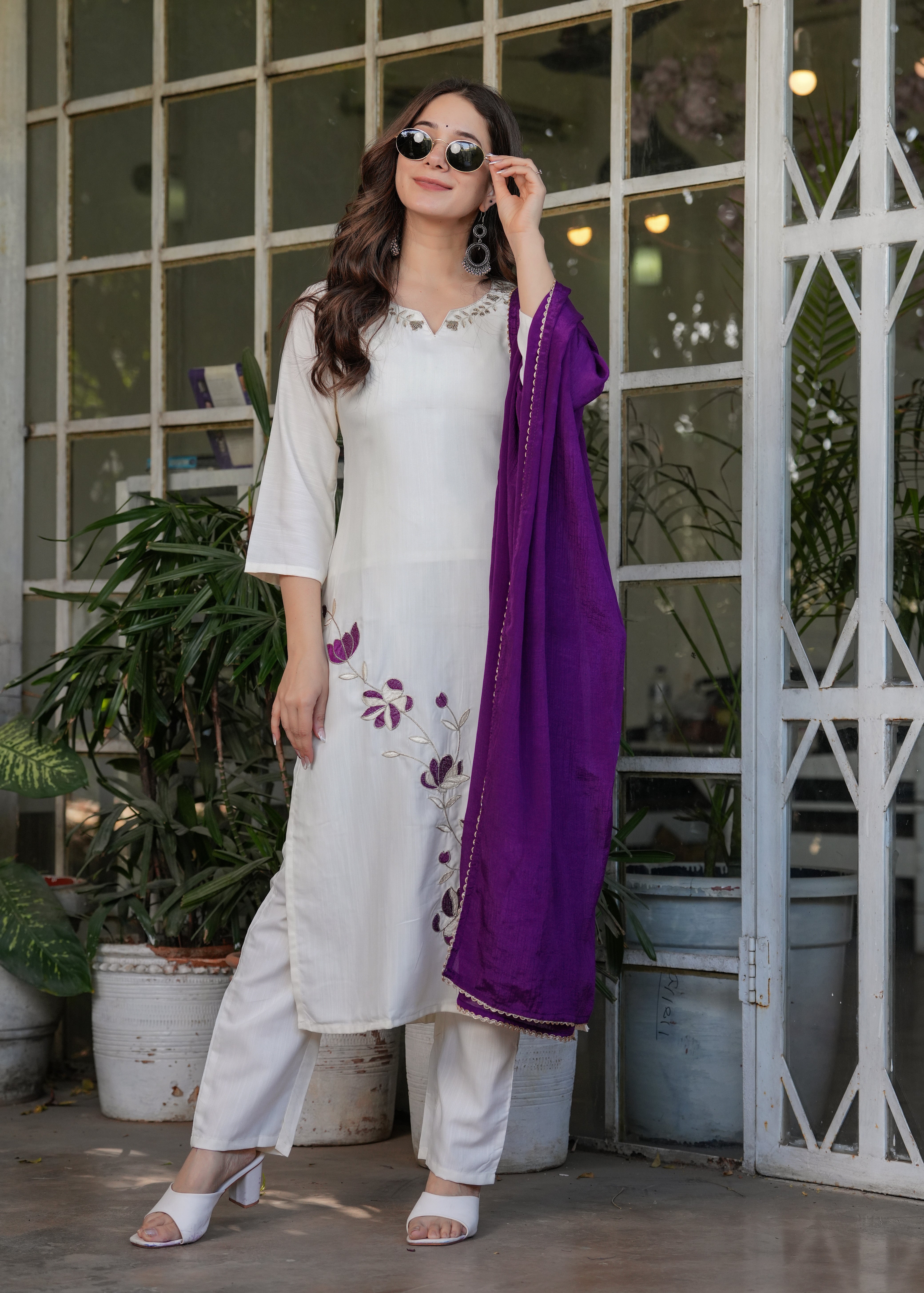 Women’s Viscose Rayon Embroidery Straight Kurta with Pant and Dupatta Set